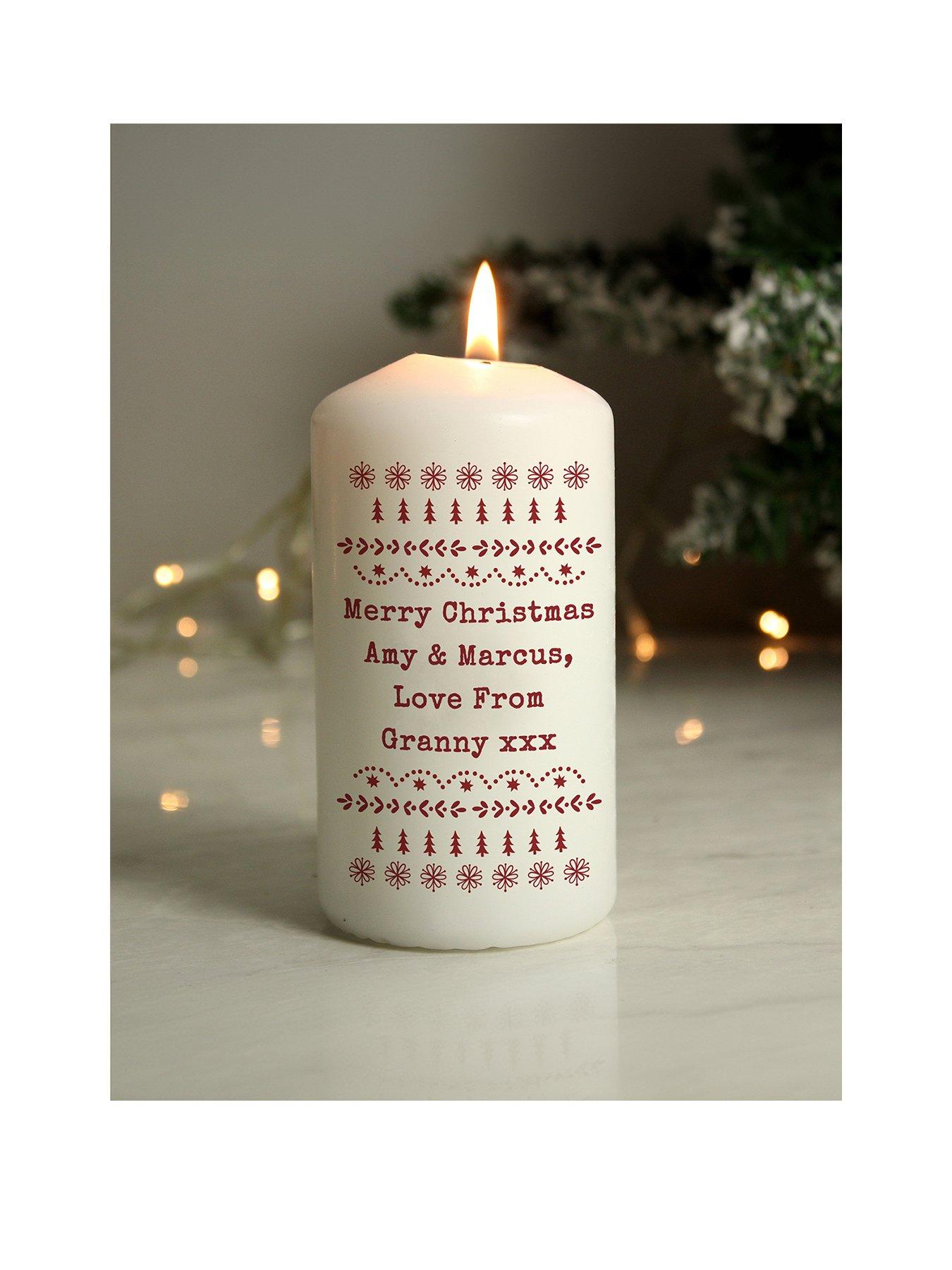 The Personalised Memento Company Personalised Christmas Fair Isle Pillar Candle