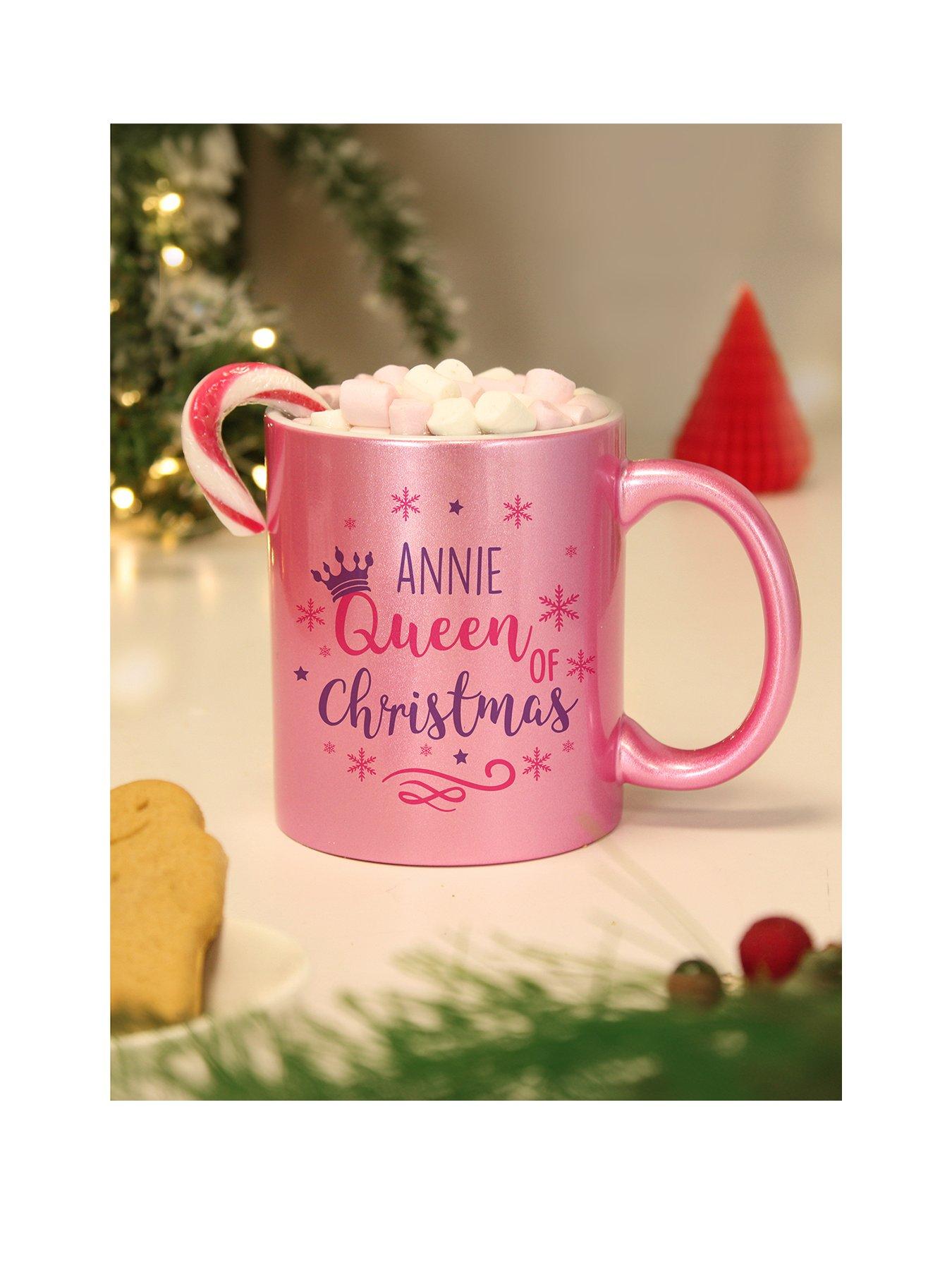 the-personalised-memento-company-personalised-queen-of-christmas-pink-mug