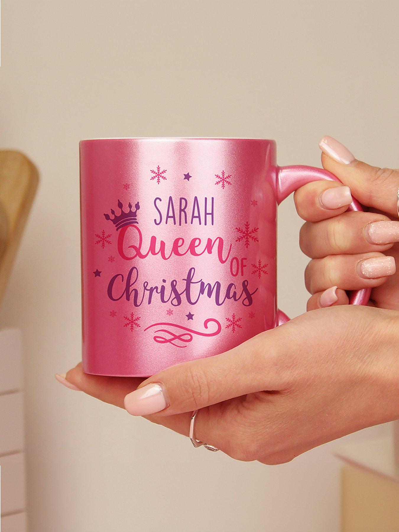 the-personalised-memento-company-personalised-queen-of-christmas-pink-mugstillFront