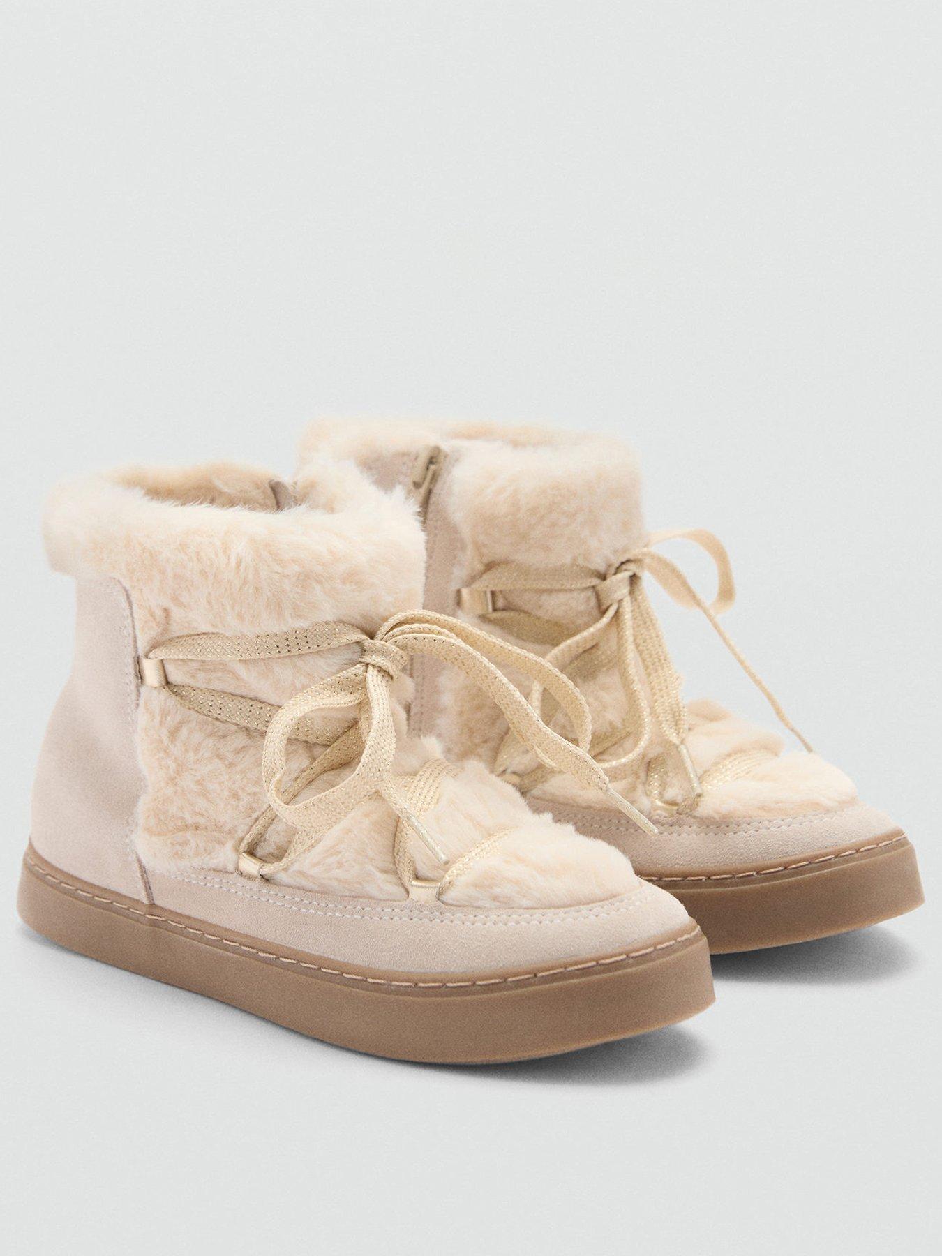 mango-girls-faux-fur-ankle-boots-beigestillFront