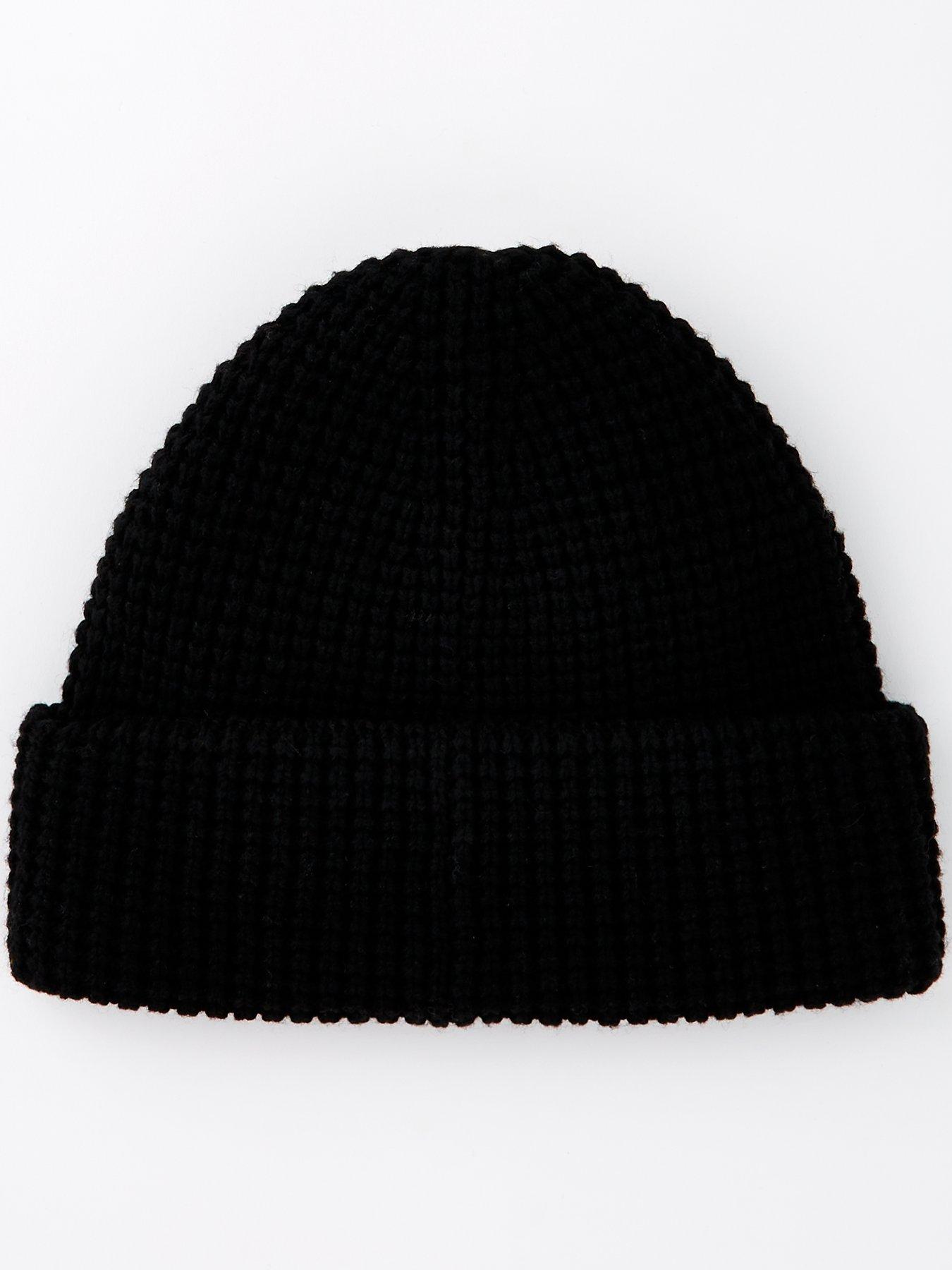 allsaints-double-layer-waffle-stitch-beanie-hat-blackstillFront