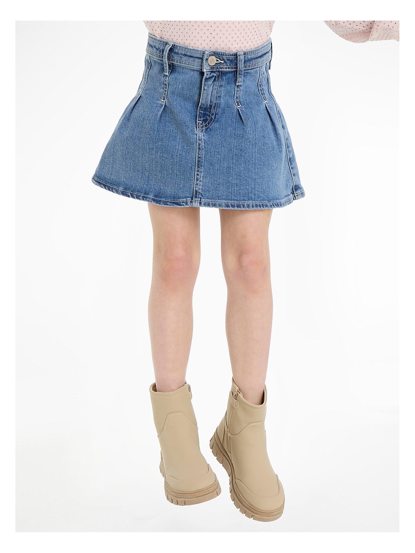 tommy-hilfiger-girls-pleated-denim-skirt-blue