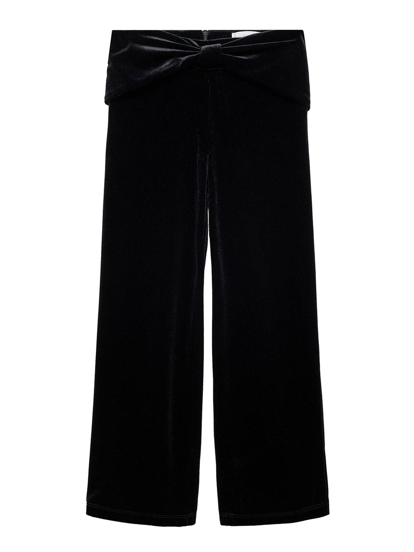 mango-girls-bow-velour-trousers-black