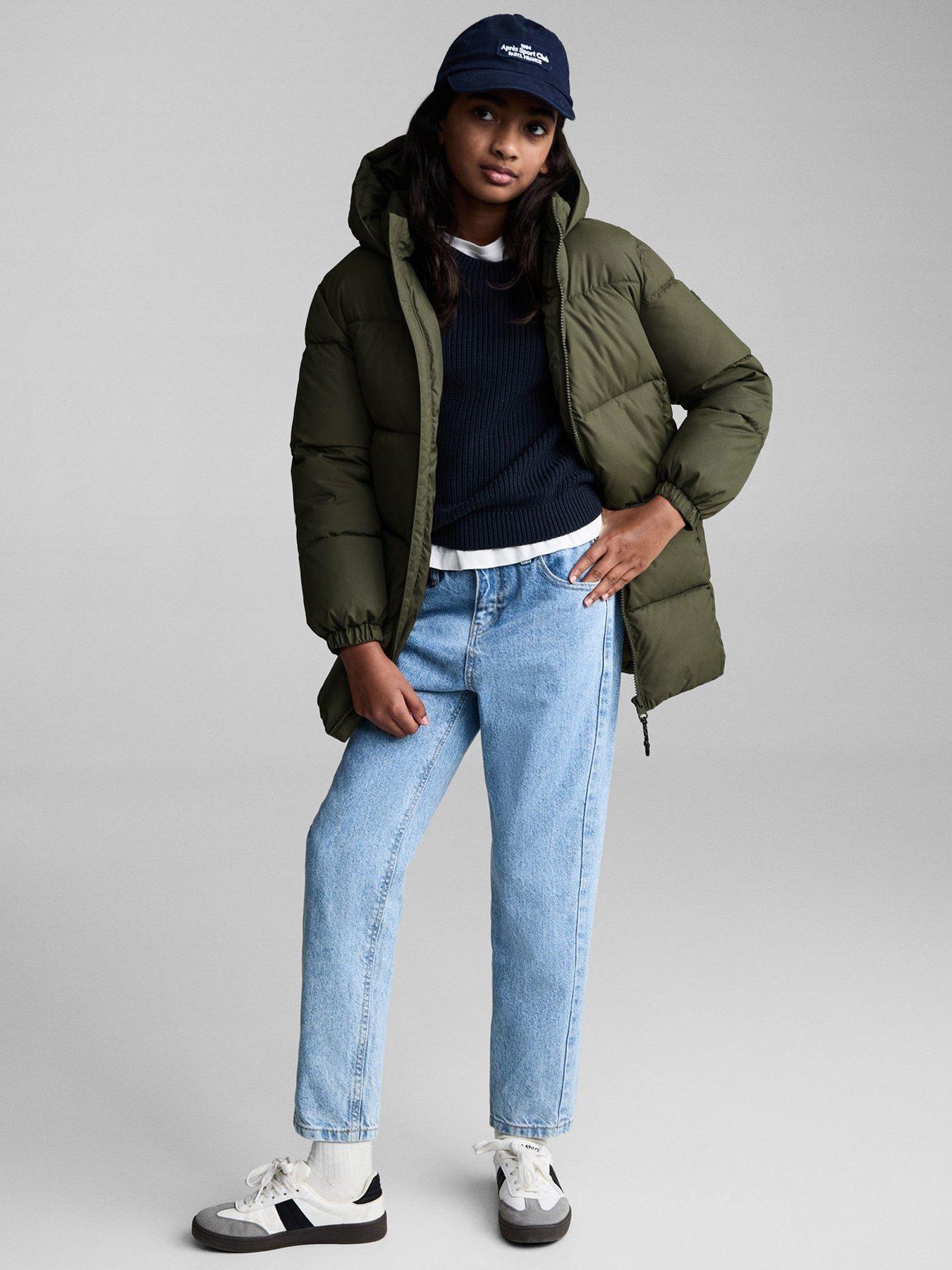 mango-girls-longer-line-padded-coat-khaki