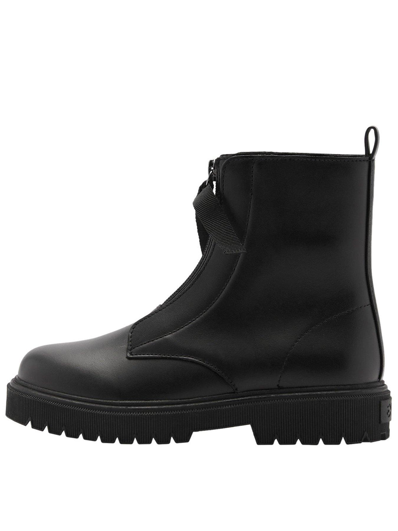 mango-girls-zip-leather-boots-black