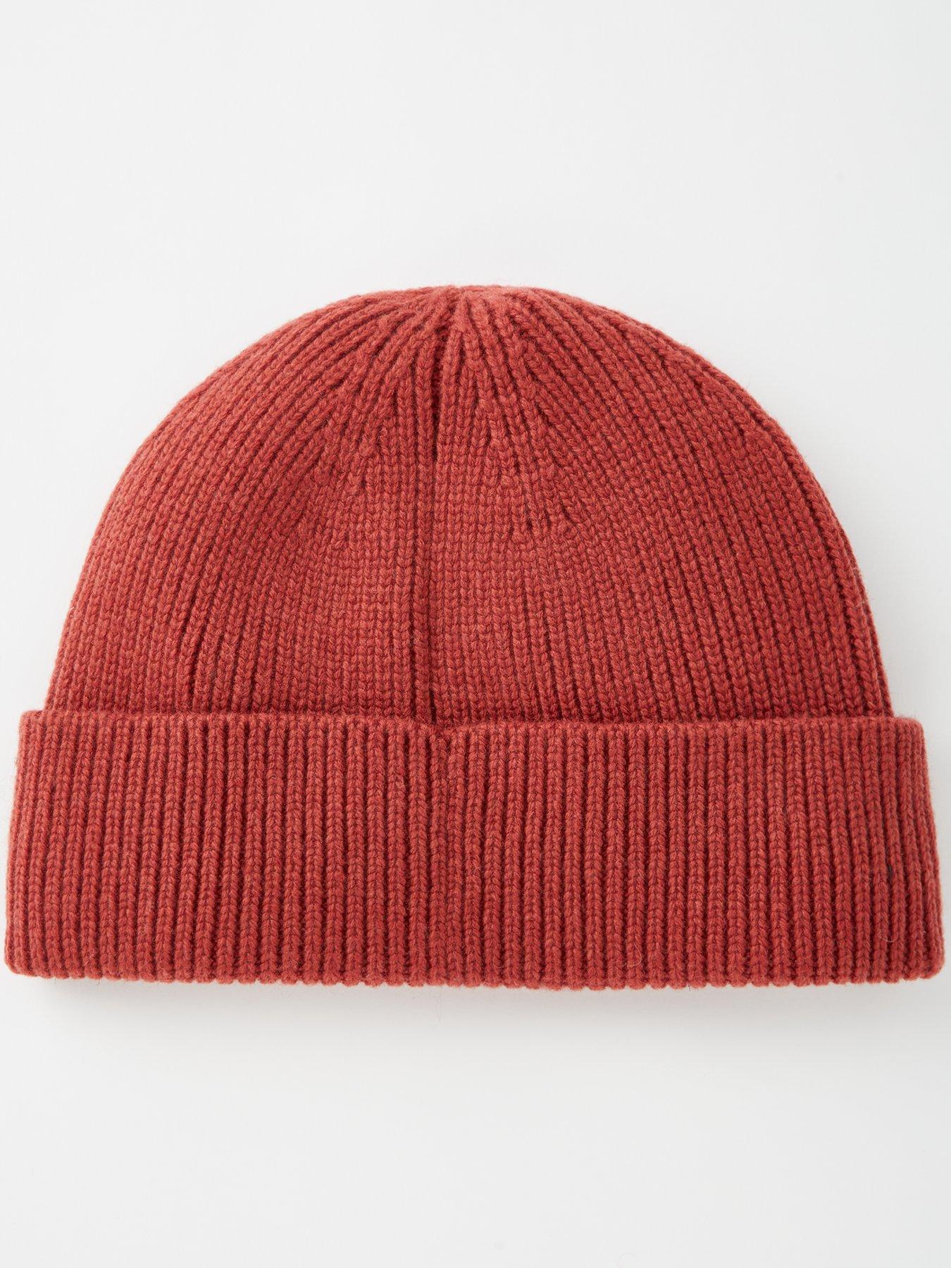 allsaints-logo-watch-beanie-hat-redstillFront