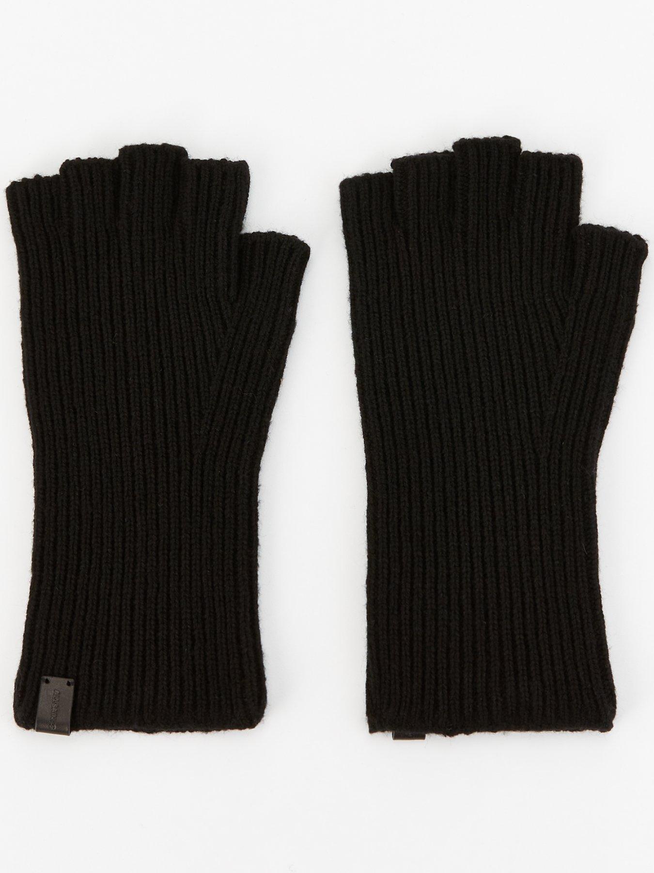 Image 1 of 3 of AllSaints Allsaints Fingerless Knitted Gloves - Black