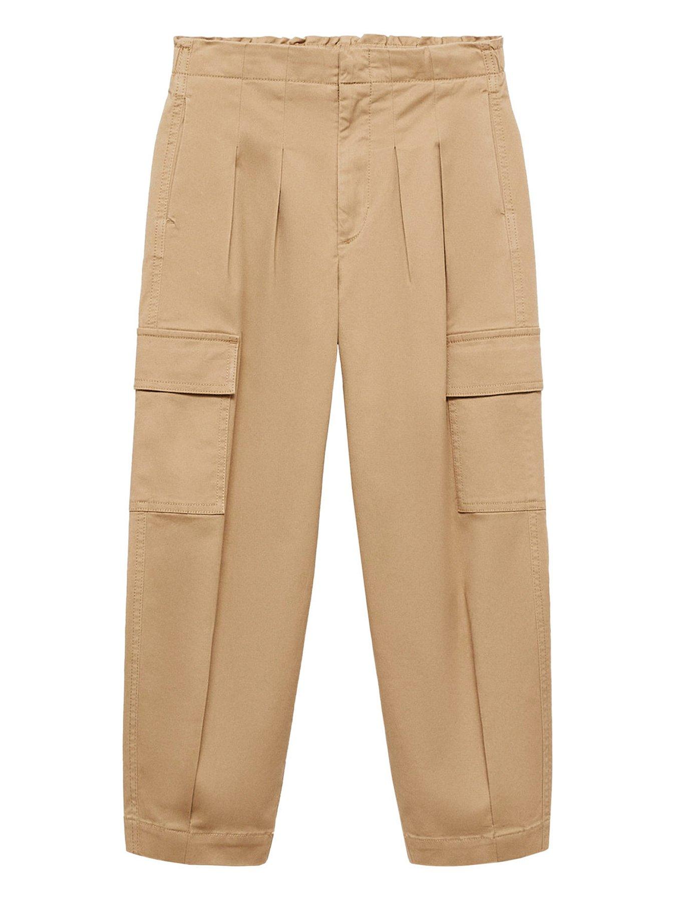 mango-girls-pleated-cargo-trousers-brown