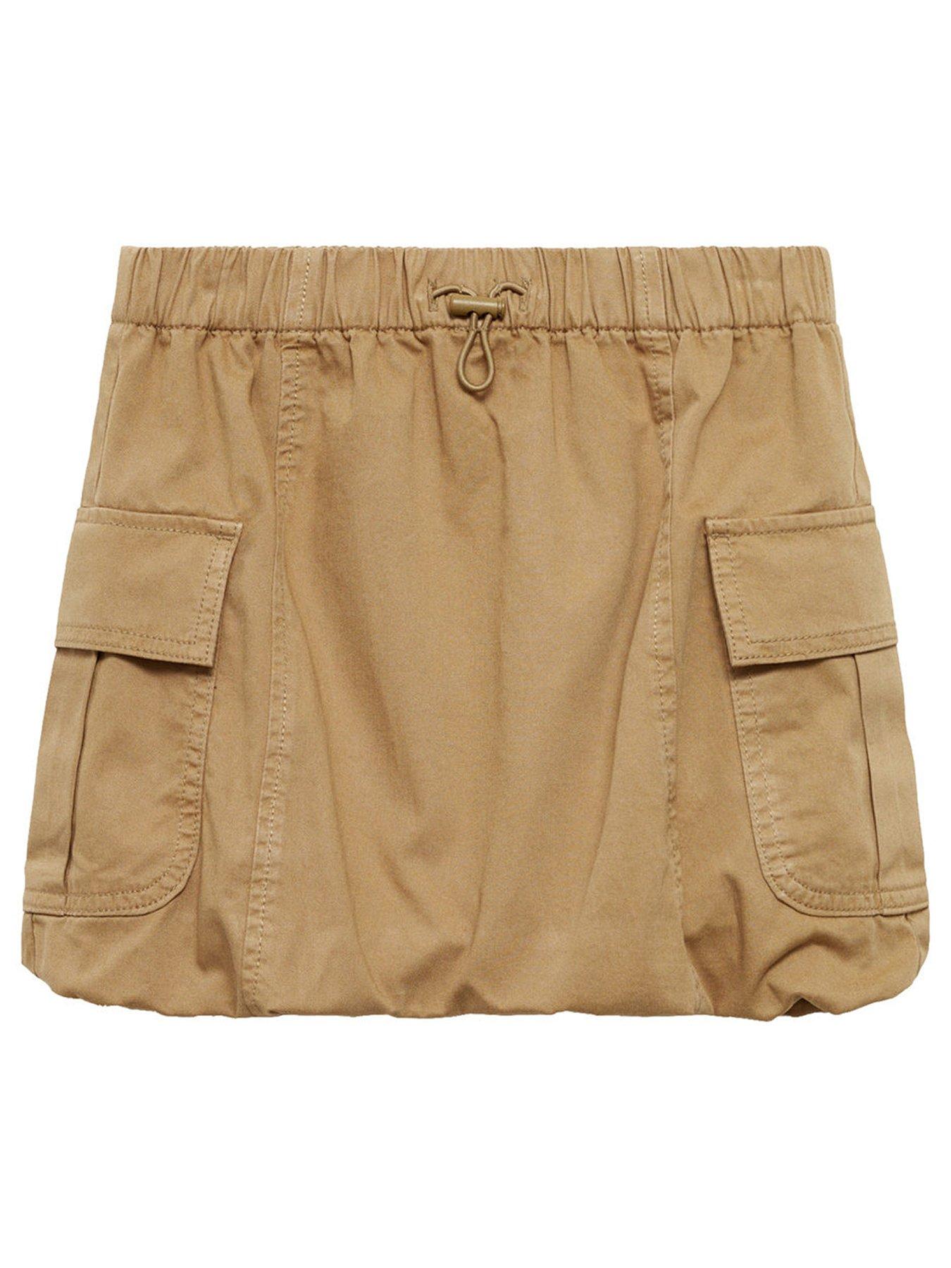 mango-girls-cargo-skirt-brown