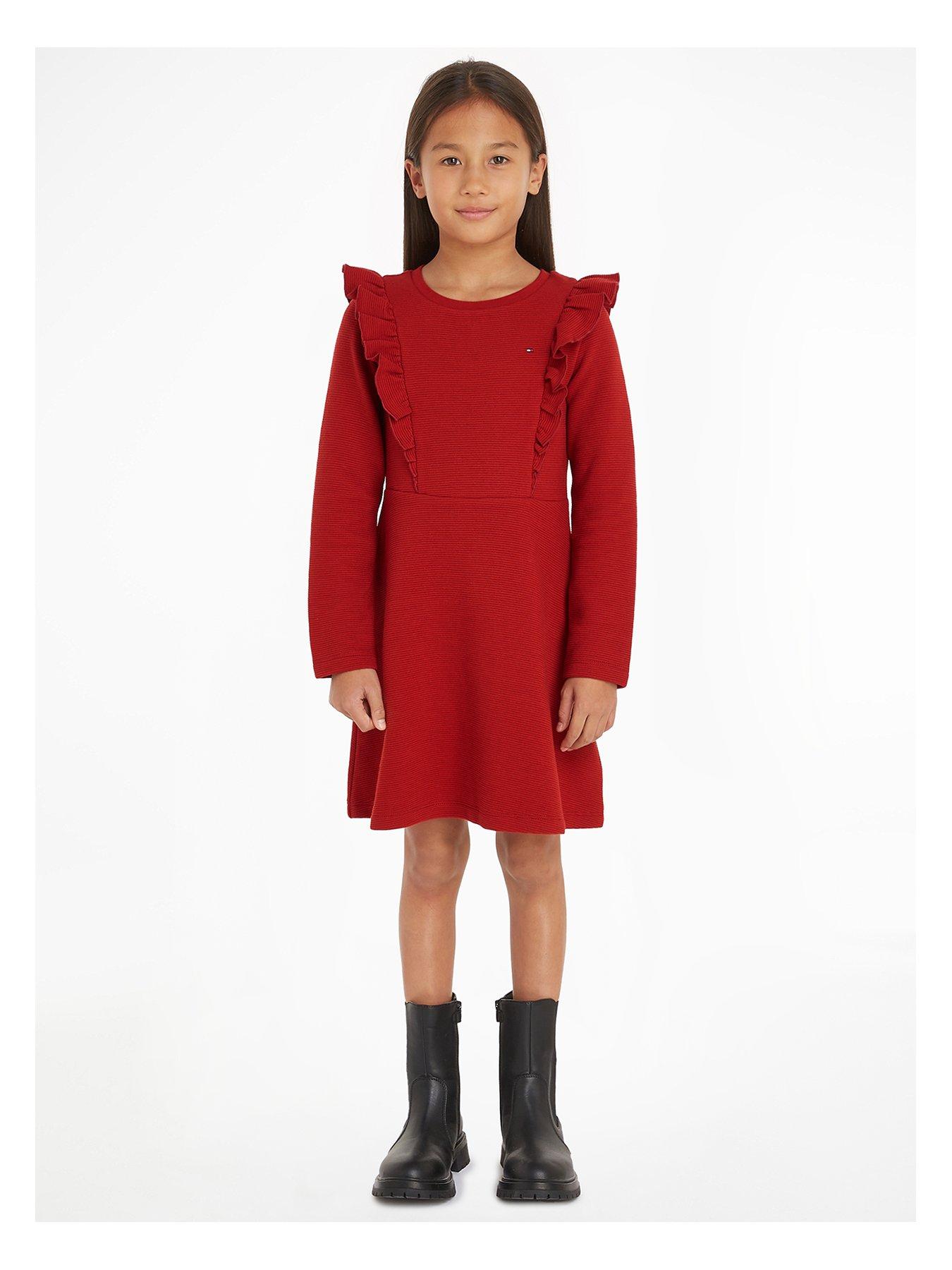 tommy-hilfiger-girls-ruffle-fit-amp-flare-long-sleeve-dress-red