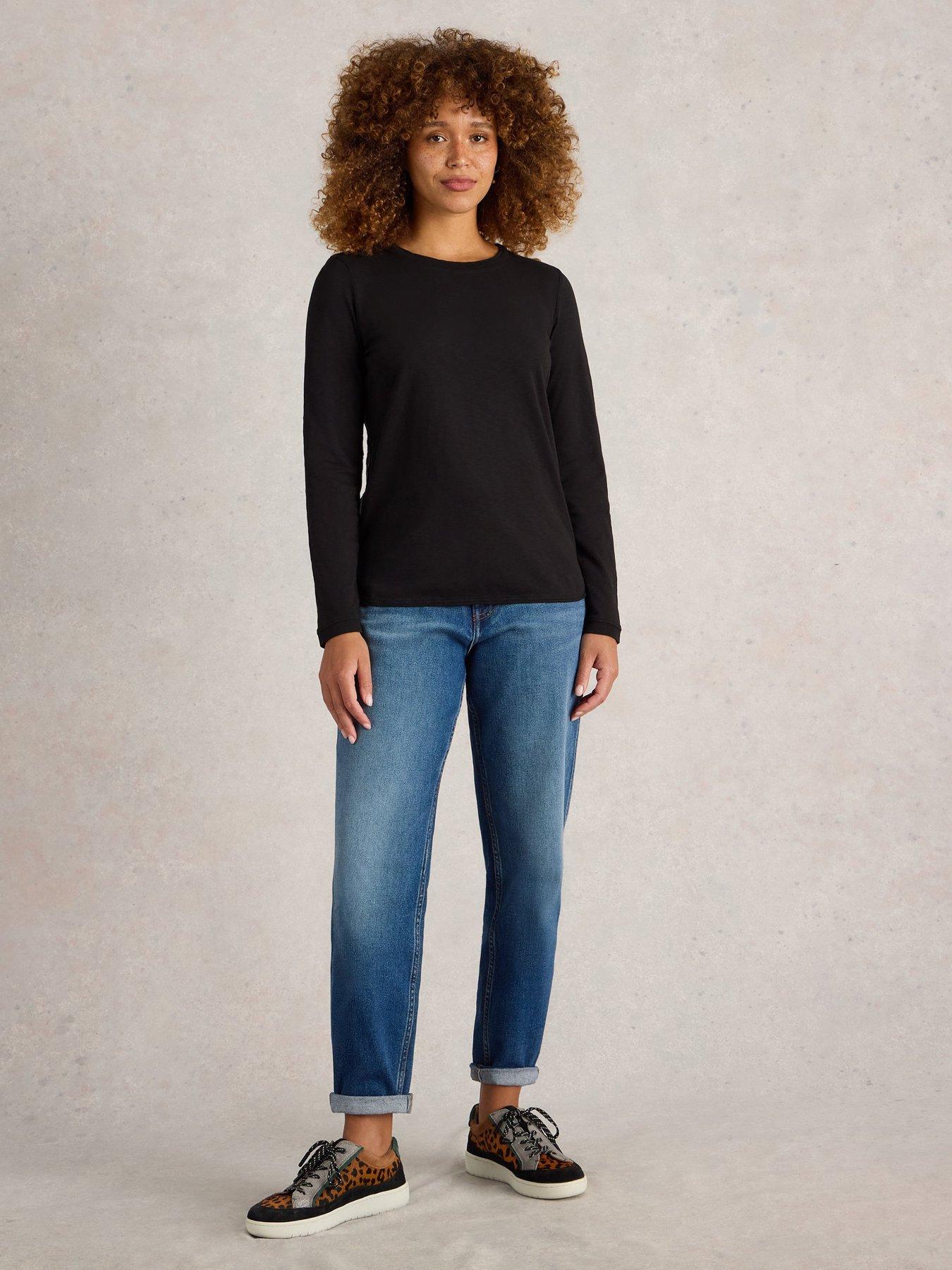 Image 1 of 6 of White Stuff Clara Crew Neck T-Shirt - Black