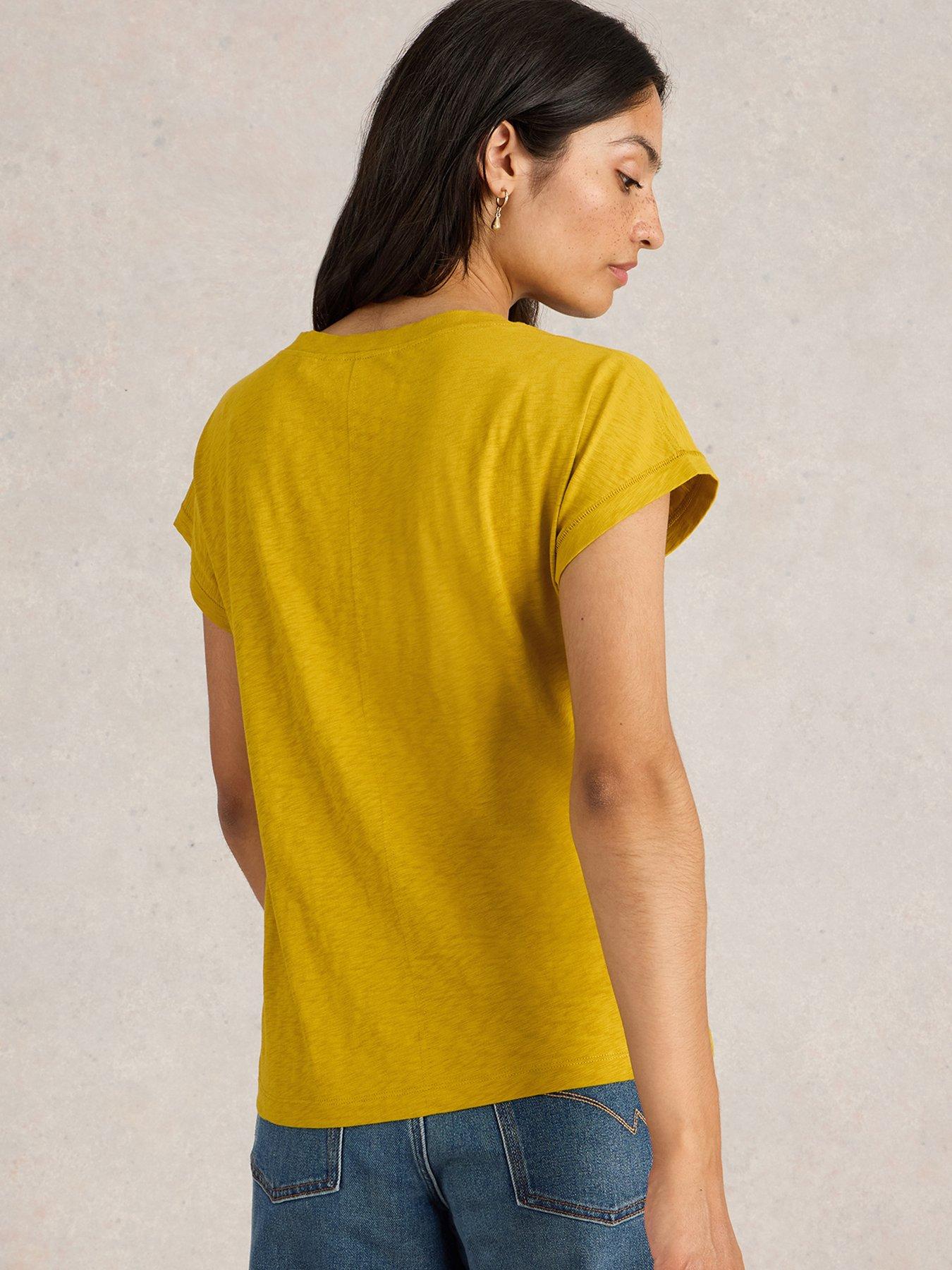 Image 2 of 5 of White Stuff Nelly Notch Neck T-Shirt - Yellow