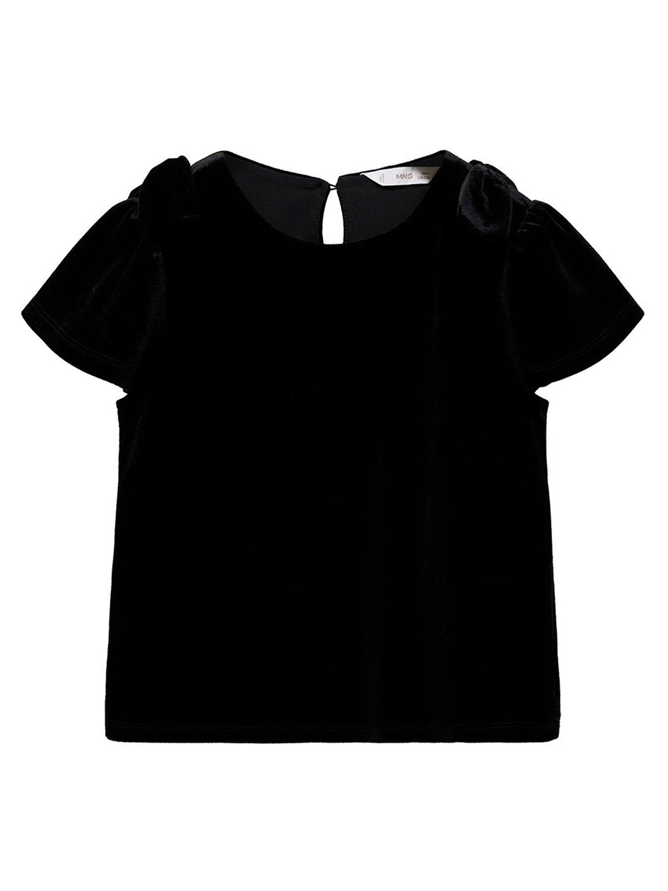 mango-girls-velour-bow-detail-top-black