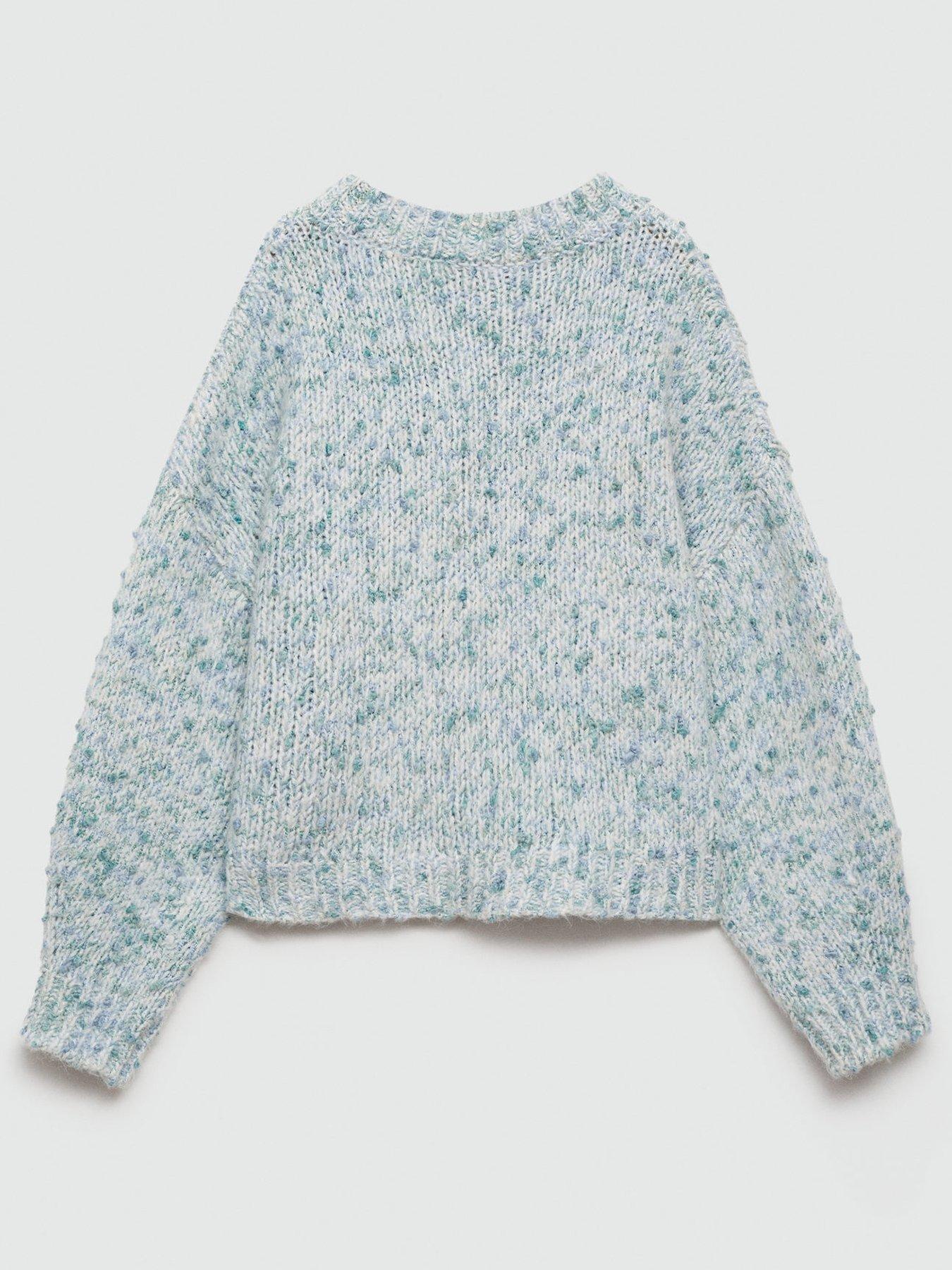 Image 2 of 4 of Mango Girls Cable Front Knitted Jumper - Aqua