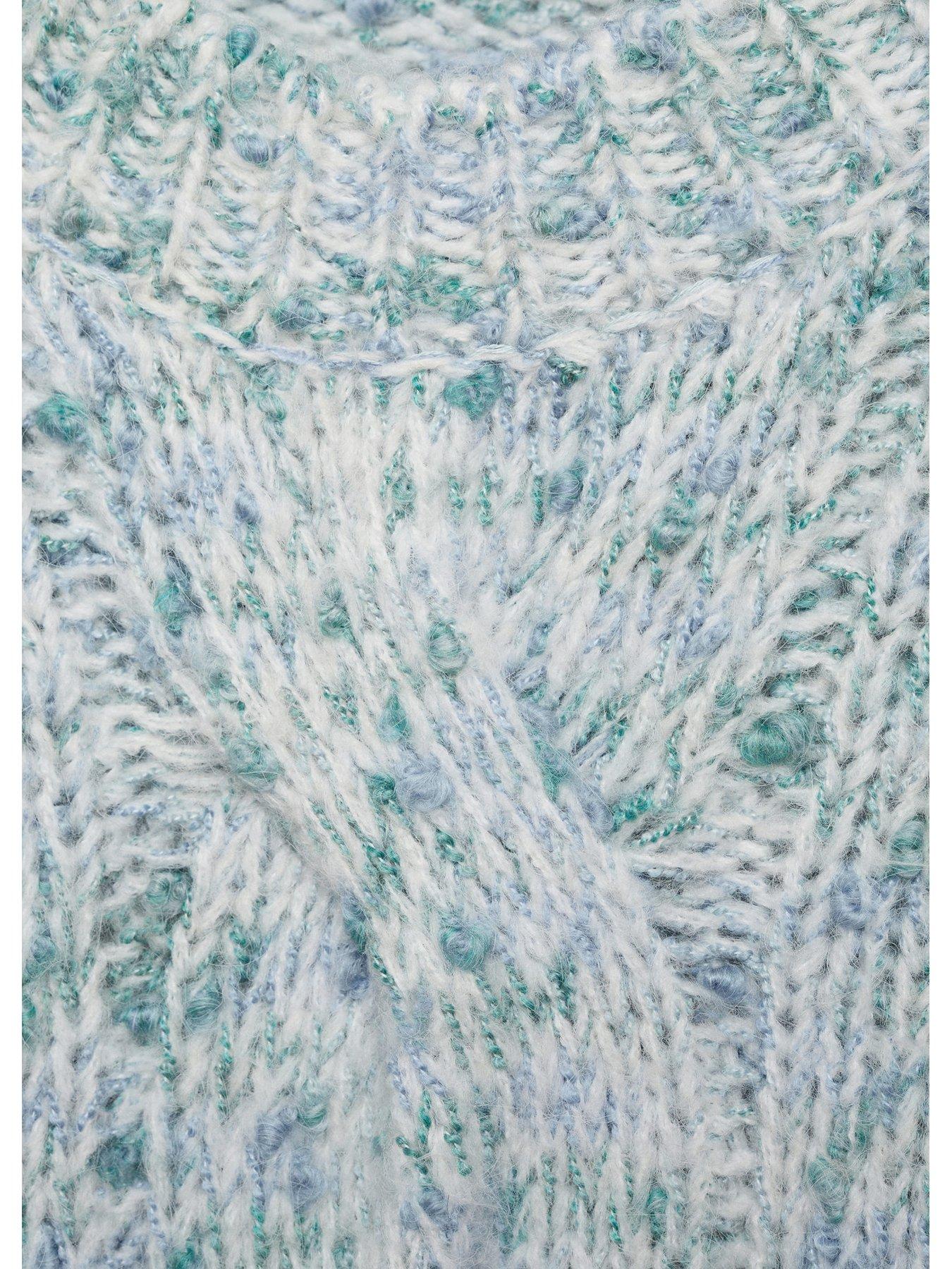 Image 4 of 4 of Mango Girls Cable Front Knitted Jumper - Aqua