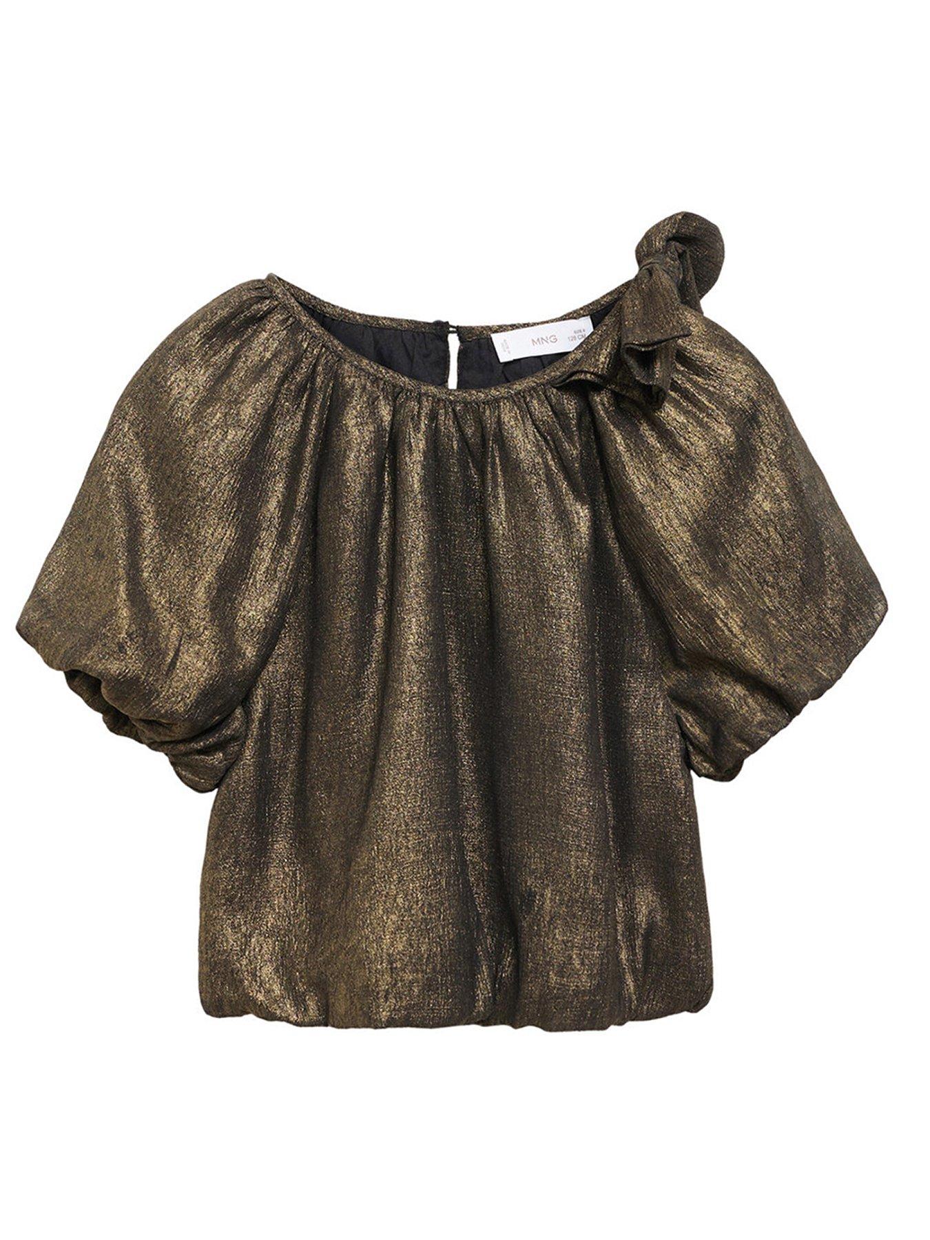 mango-girls-metallic-bow-blouse-gold