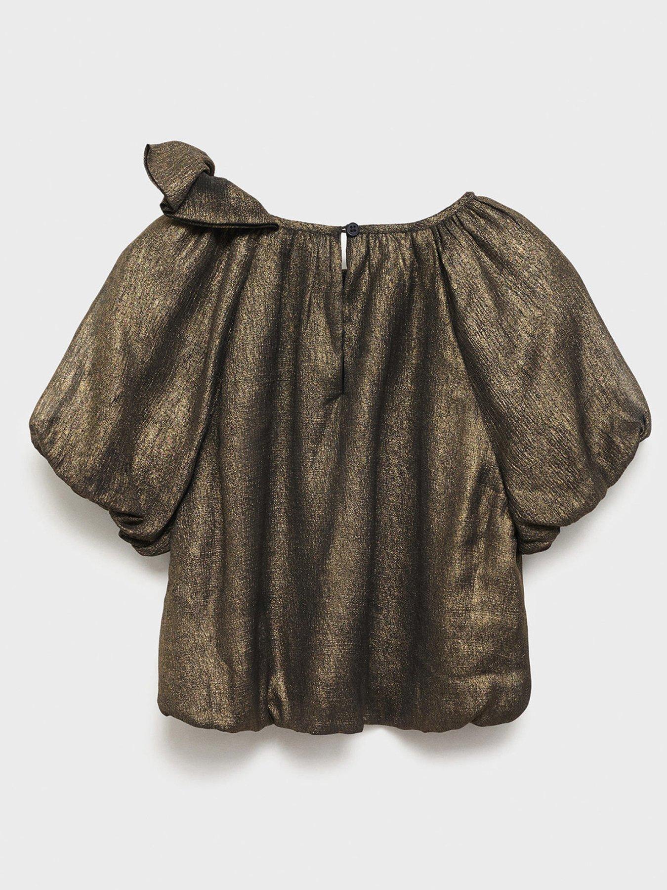 mango-girls-metallic-bow-blouse-goldback