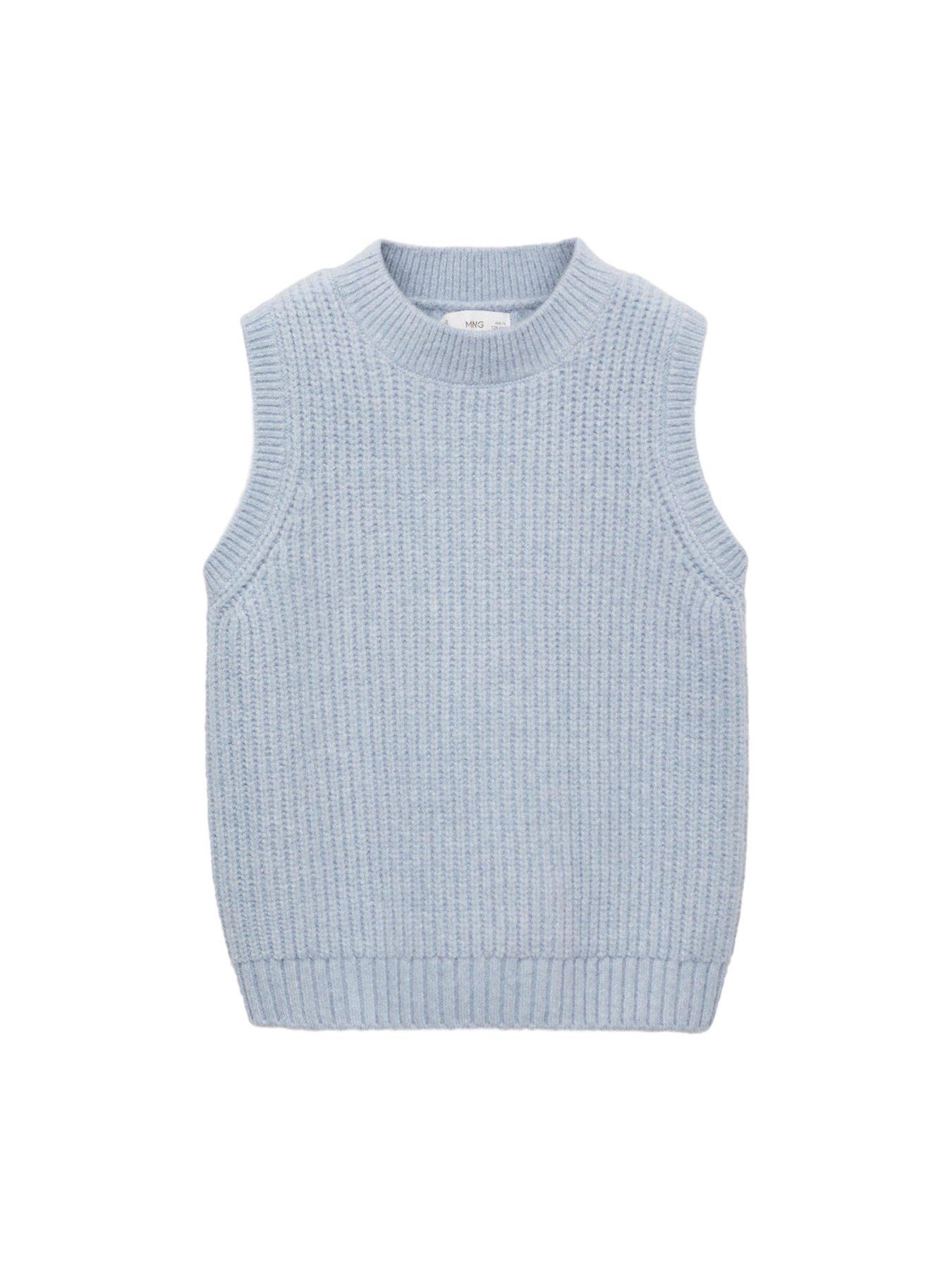 mango-girls-knitted-tank-top-bluestillFront