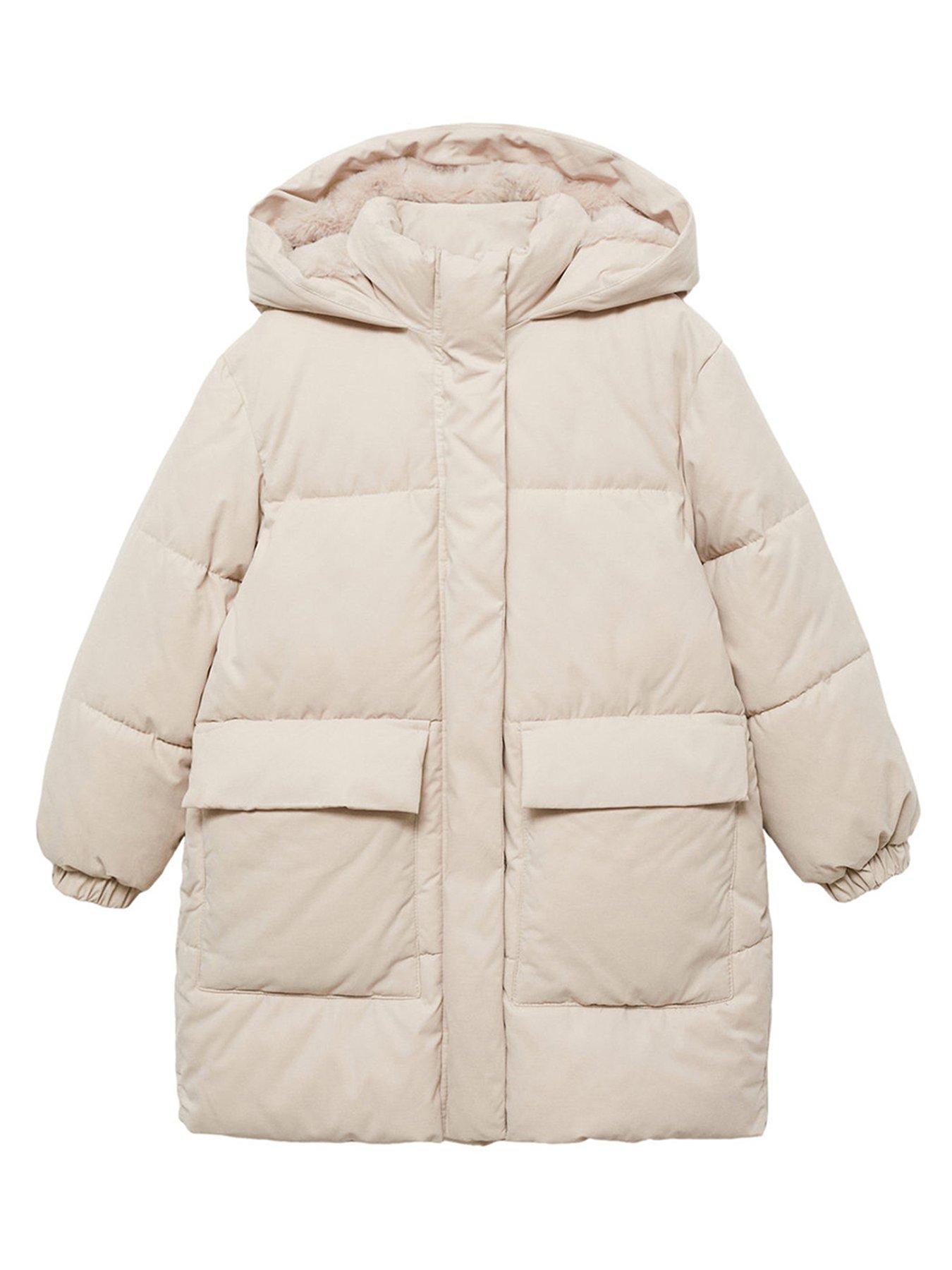 Image 2 of 5 of Mango Girls Longline Padded Coat - Beige