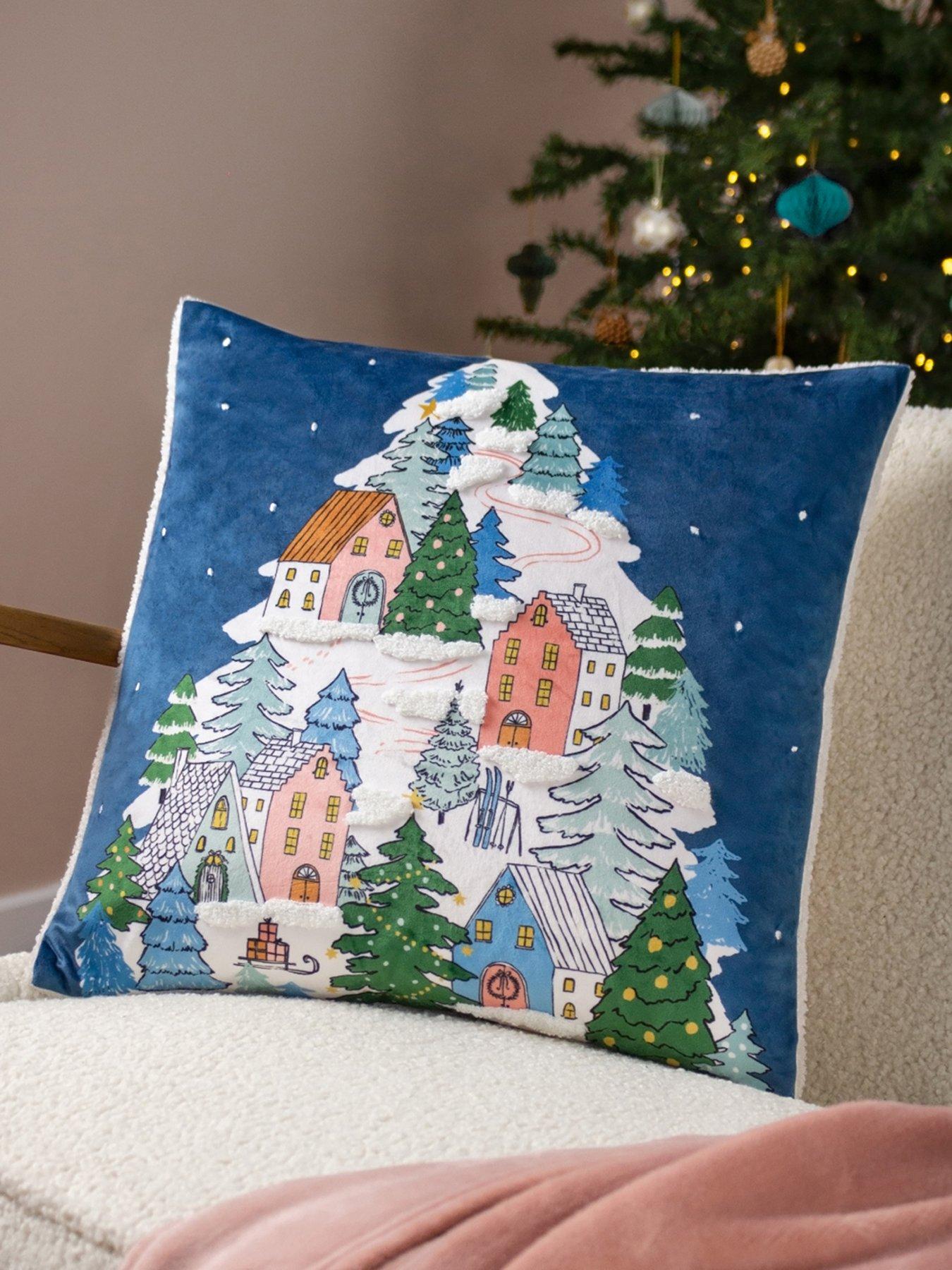 furn-snowy-village-tree-christmas-cushion