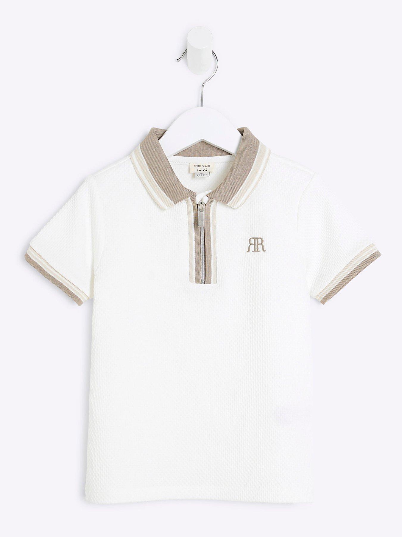 river-island-mini-mini-boys-tipped-textured-polo-shirt-white