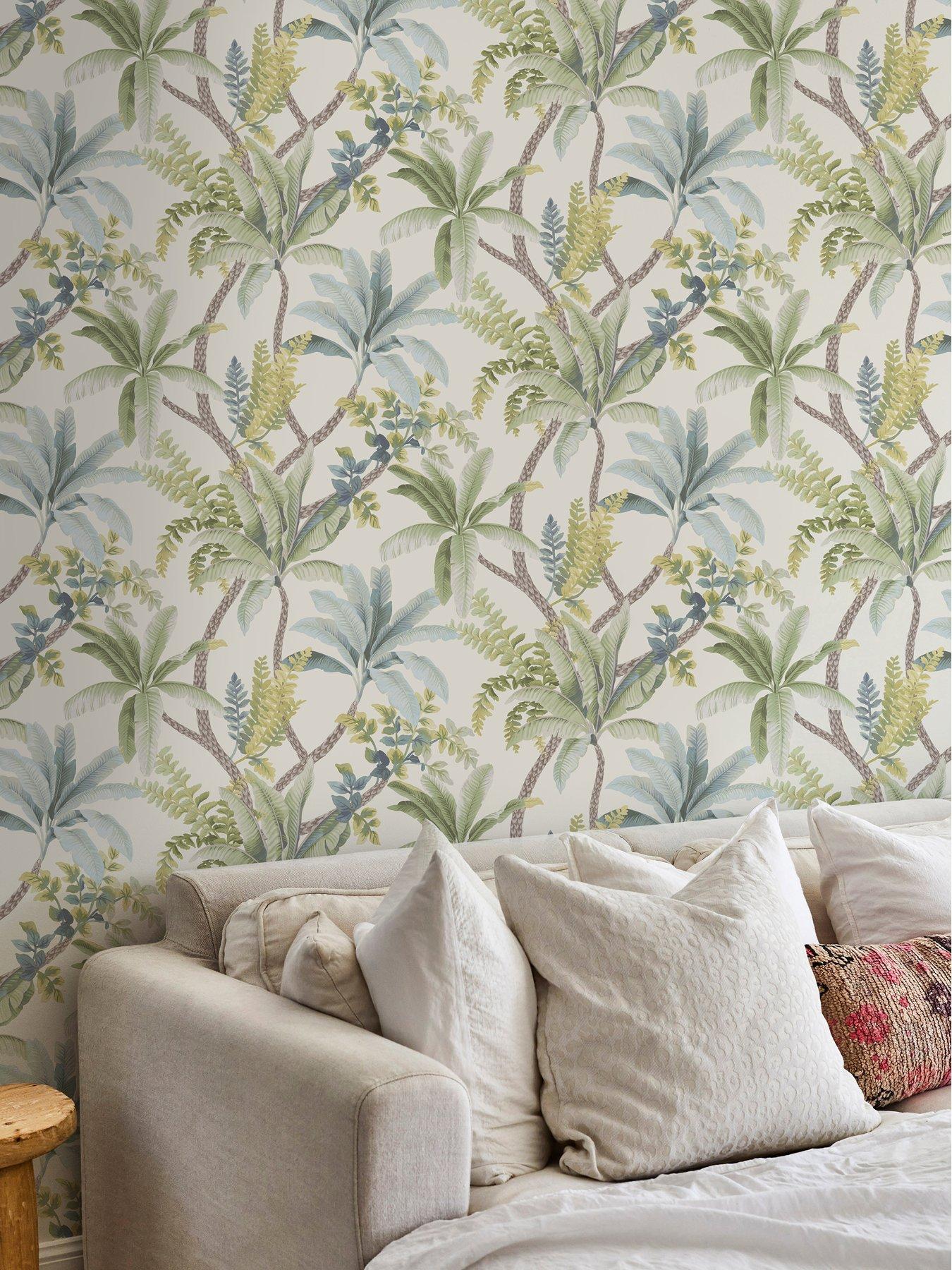 undefined Trailing Palm Wallpaper in Green/Cream