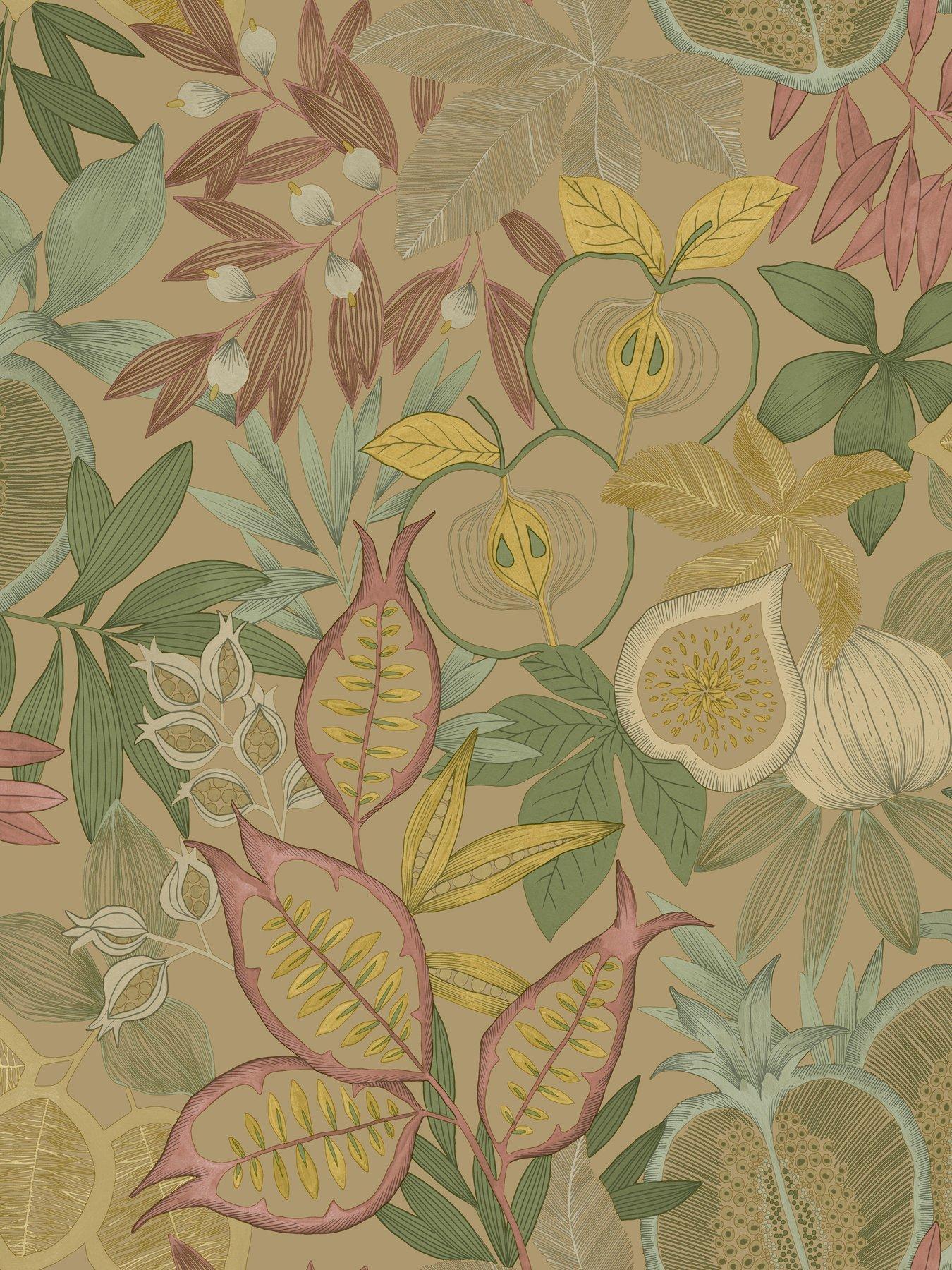 Image 2 of 5 of Holden Decor Exotic Fruit Wallpaper &ndash; Gold