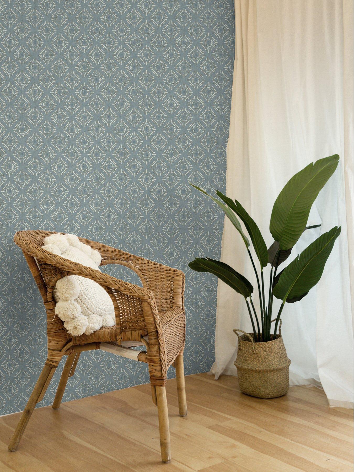 Image 1 of 5 of Holden Decor Indian Sunburst Wallpaper - Blue