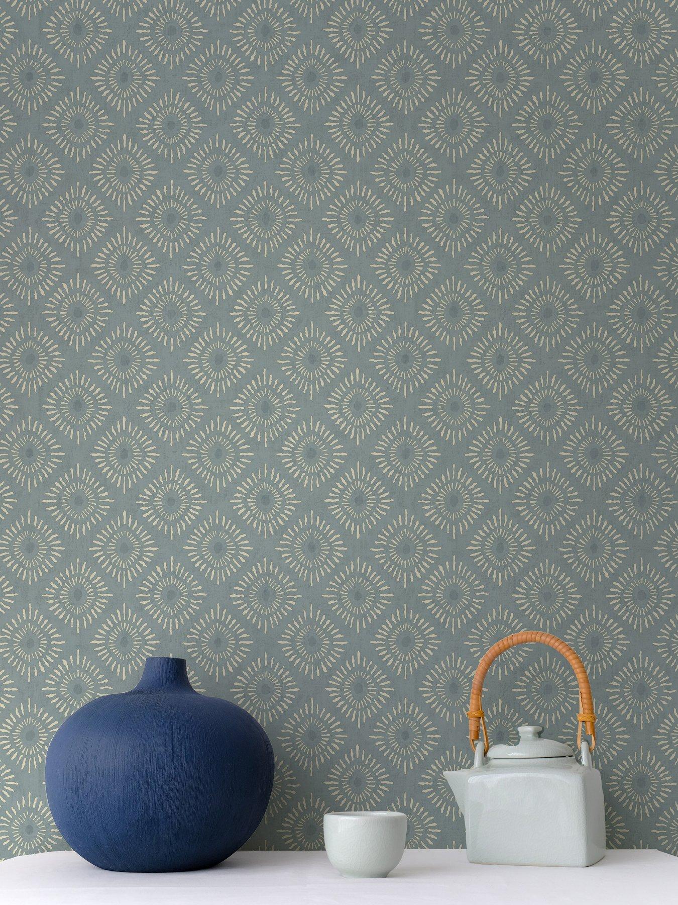 Image 3 of 5 of Holden Decor Indian Sunburst Wallpaper - Blue