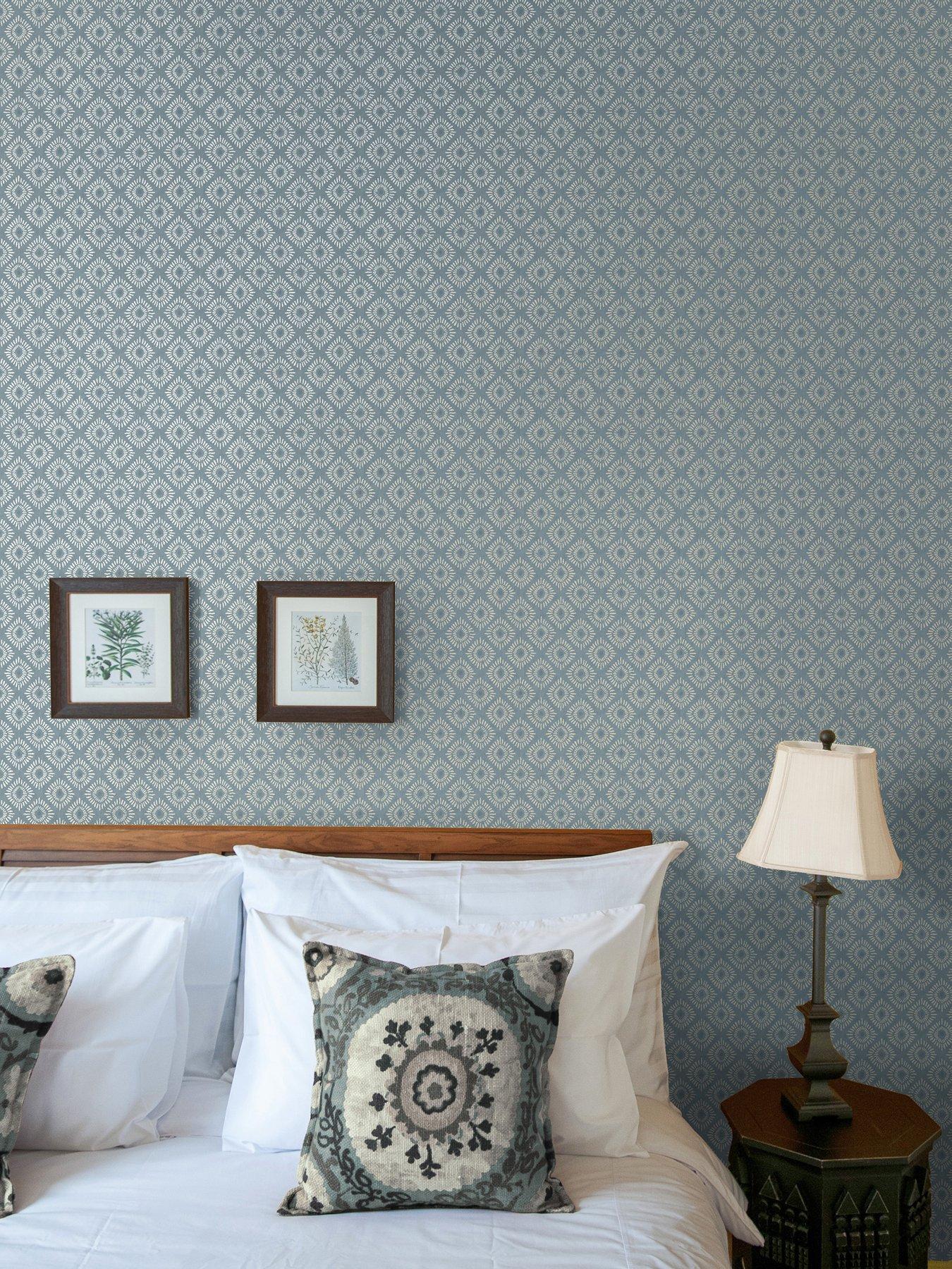 Image 4 of 5 of Holden Decor Indian Sunburst Wallpaper - Blue