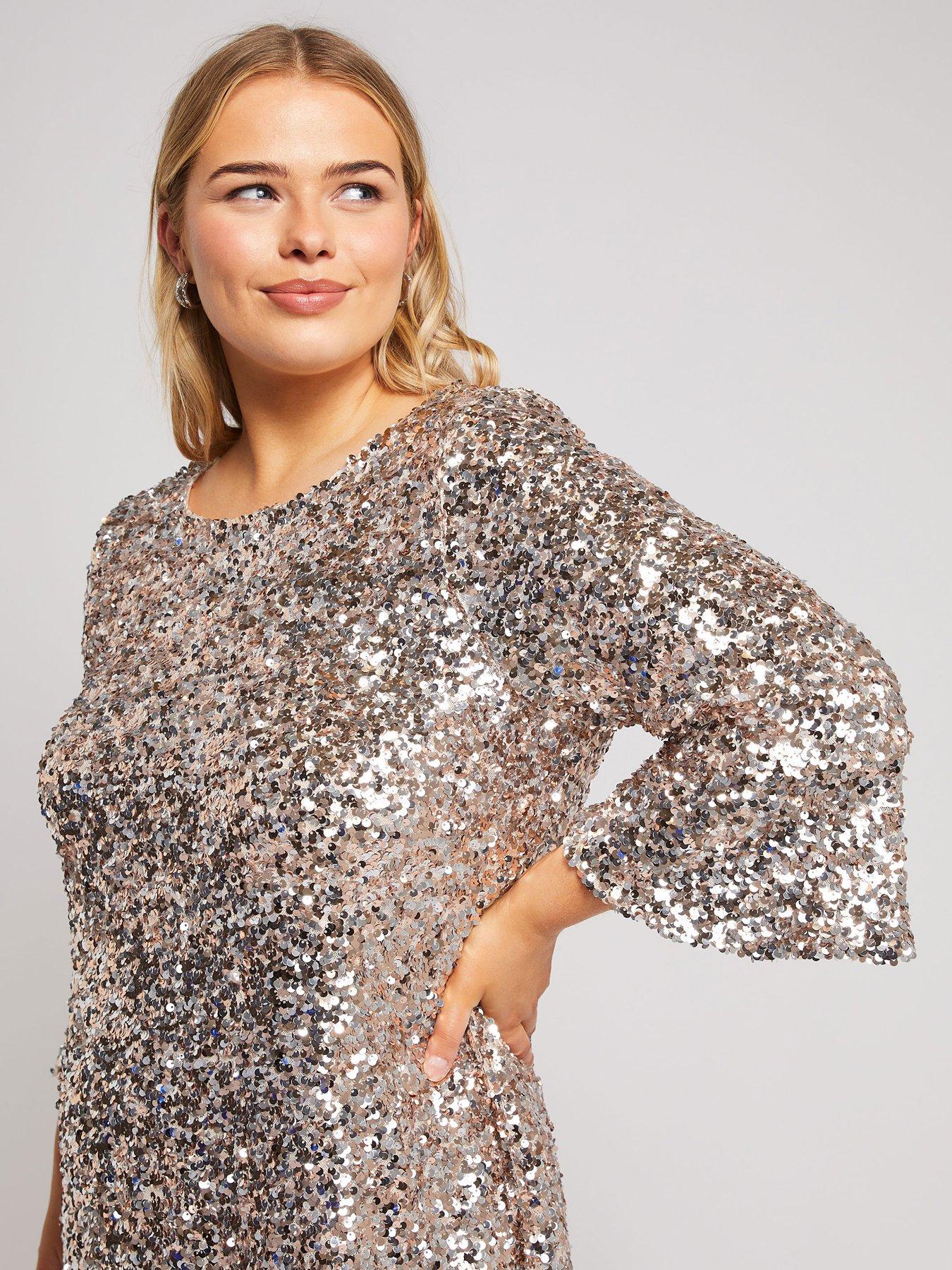 yours-curve-sequin-flute-sleeve-top-goldoutfit