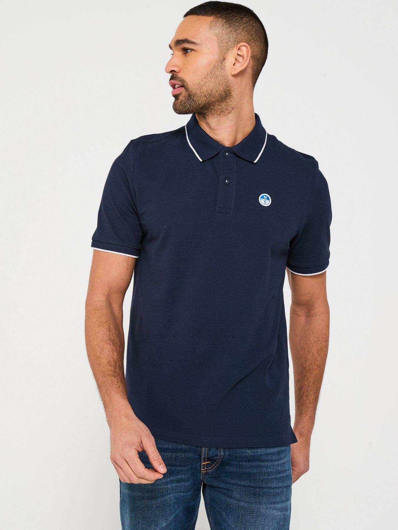 Image of North Sails Piping Trim Logo Polo Shirt - Navy