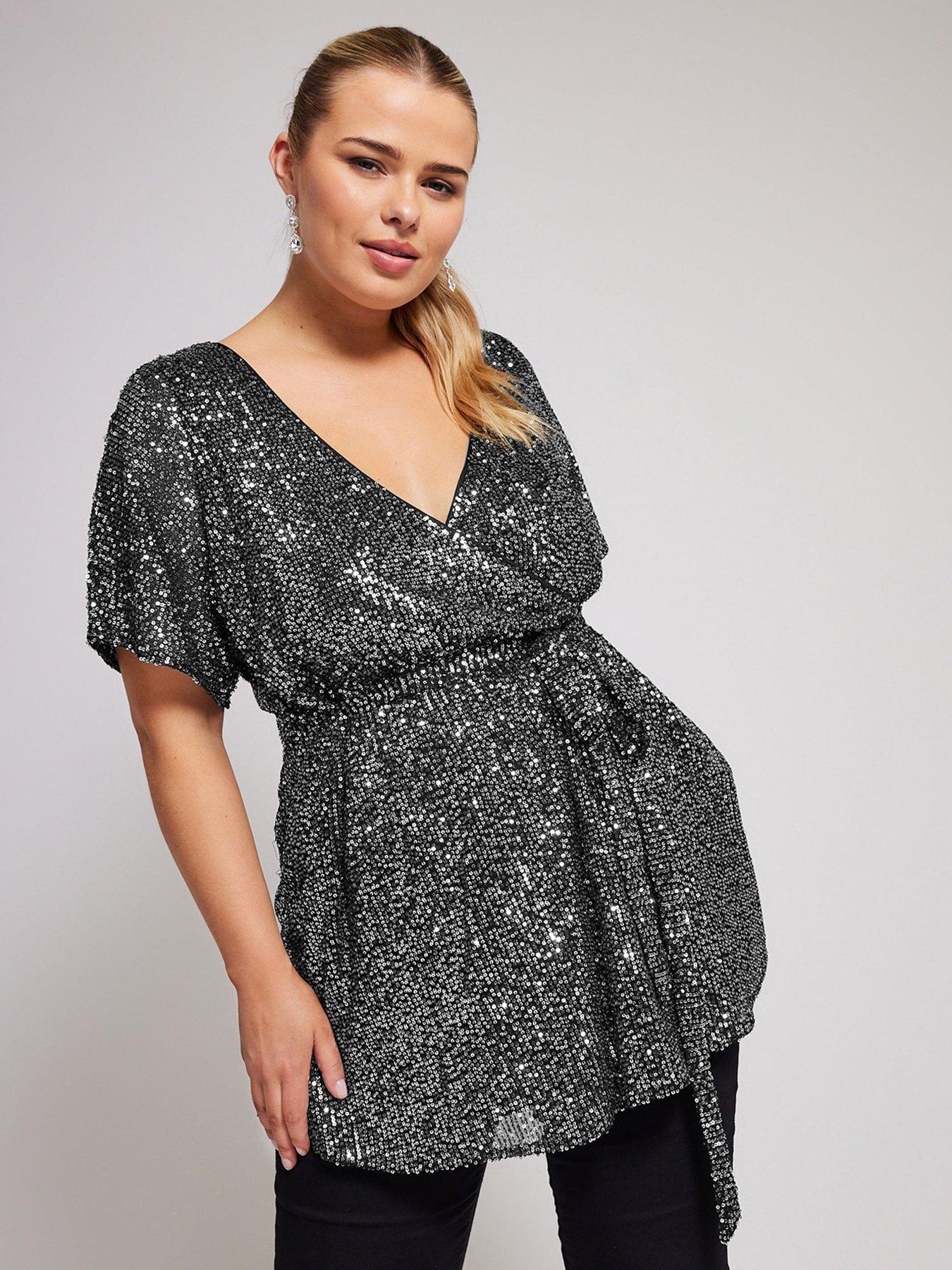 yours-curve-sequin-wrap-top-silver
