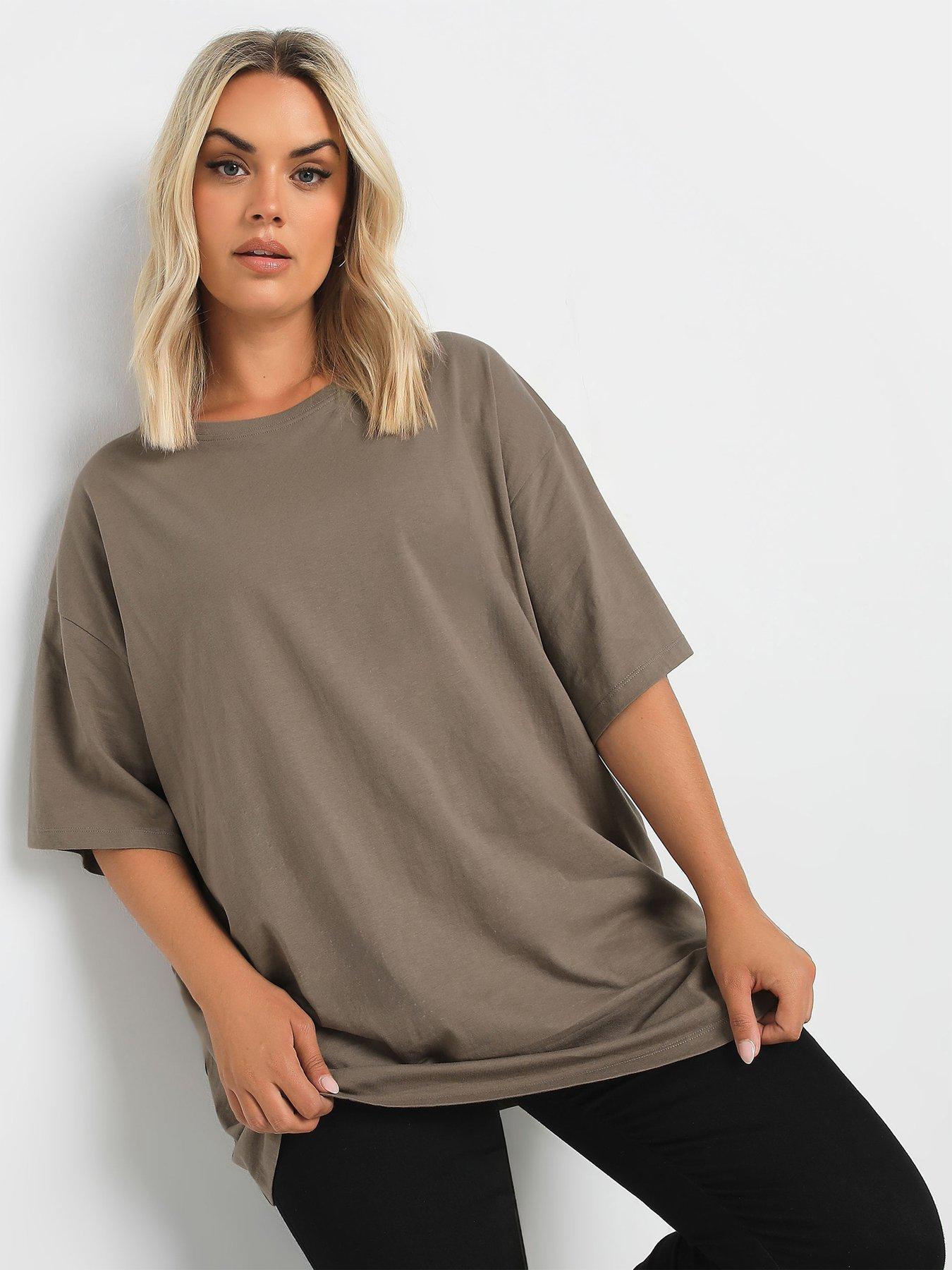 yours-curve-basic-long-line-t-shirt-brown