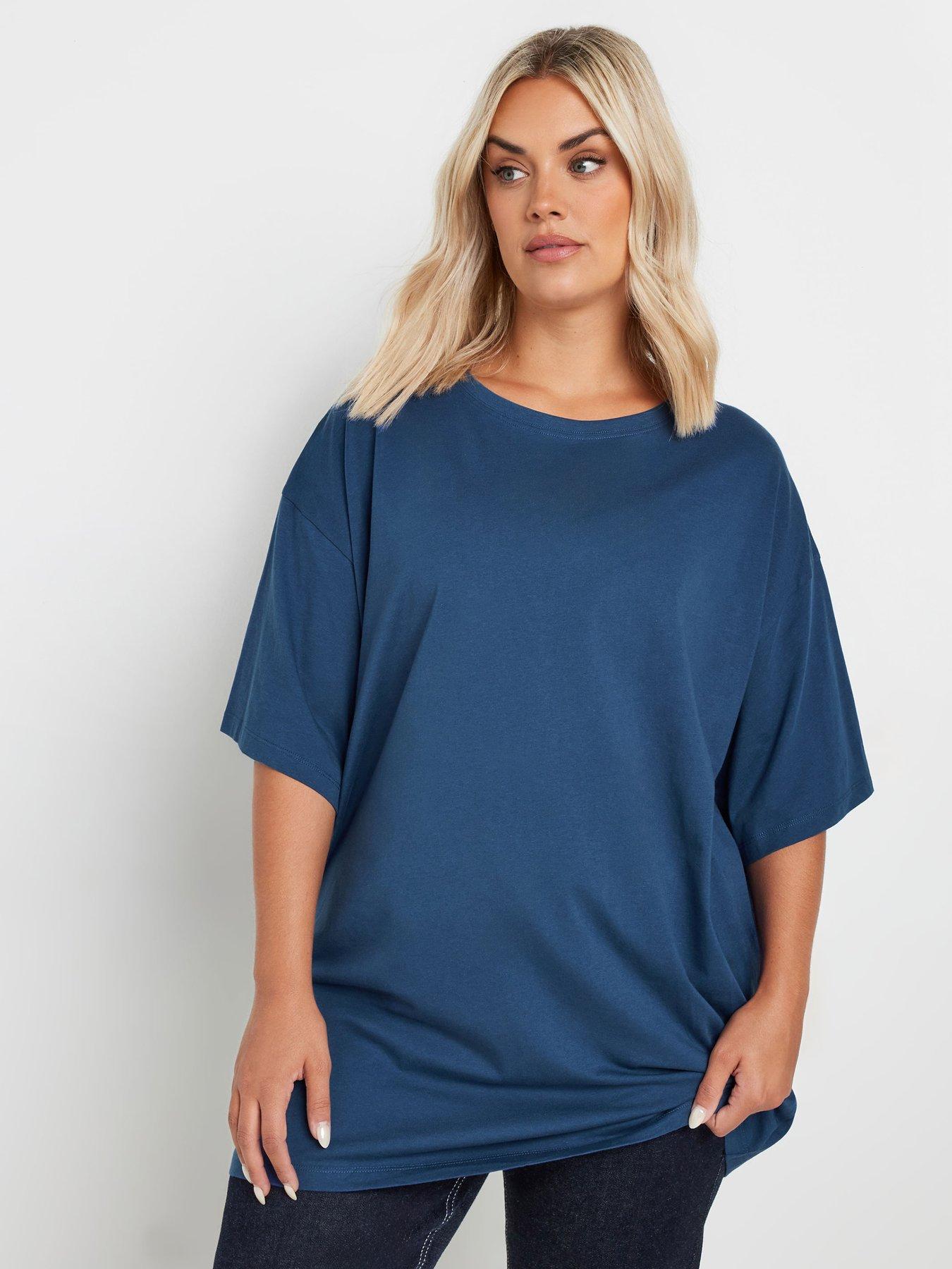 yours-curve-basic-long-line-t-shirt-blue