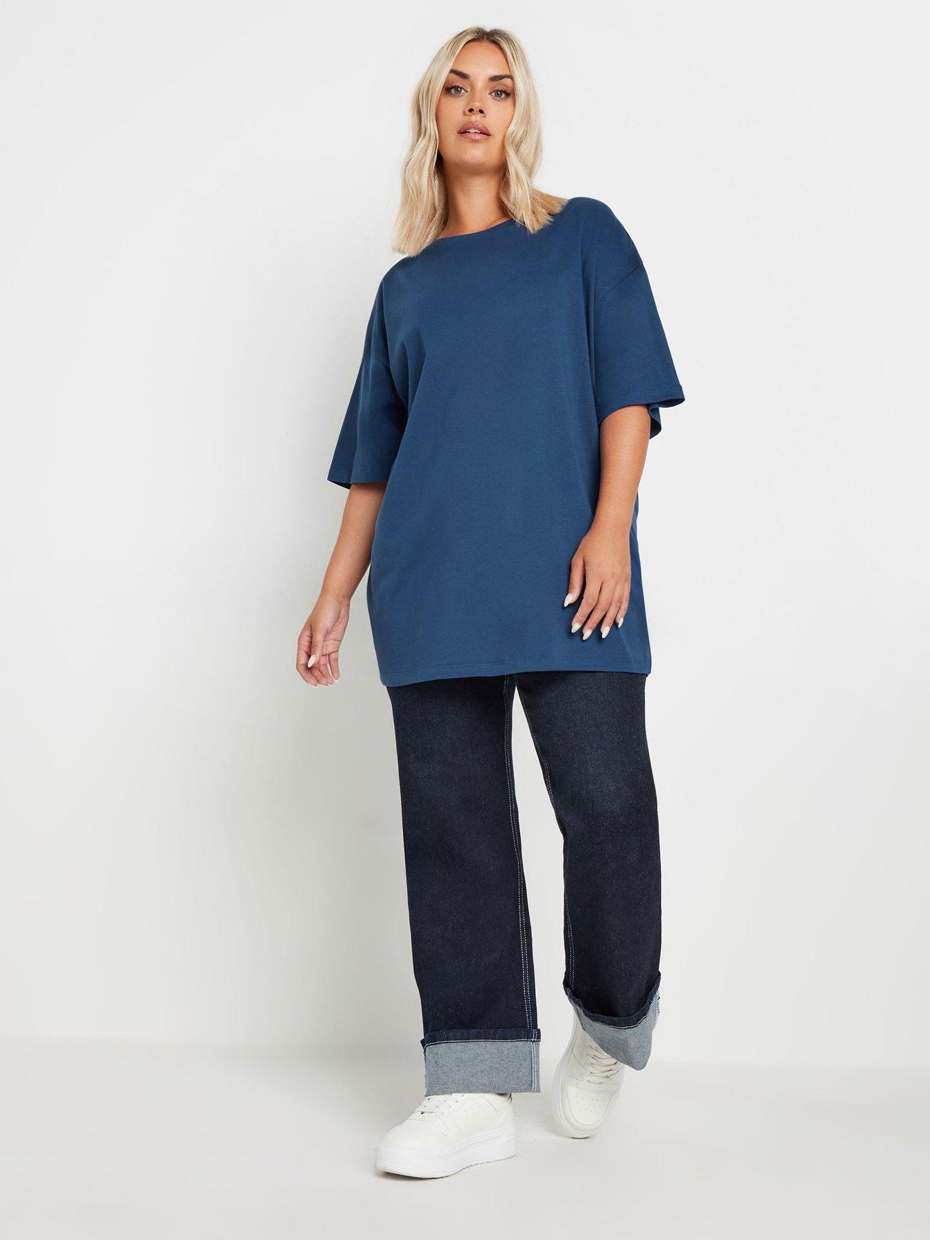 yours-curve-basic-long-line-t-shirt-blueback