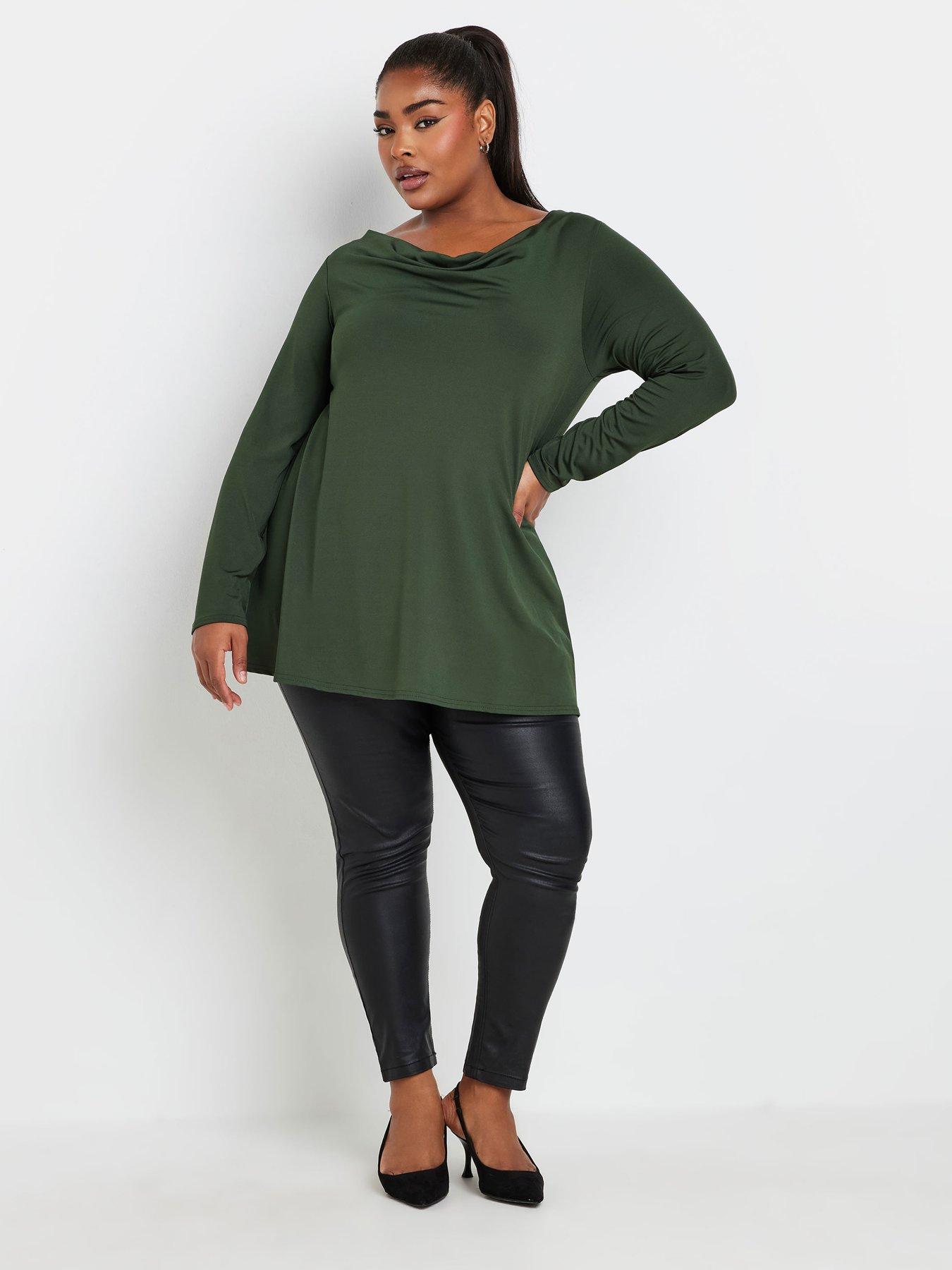 yours-curve-long-sleeve-cowl-neck-top-greenback