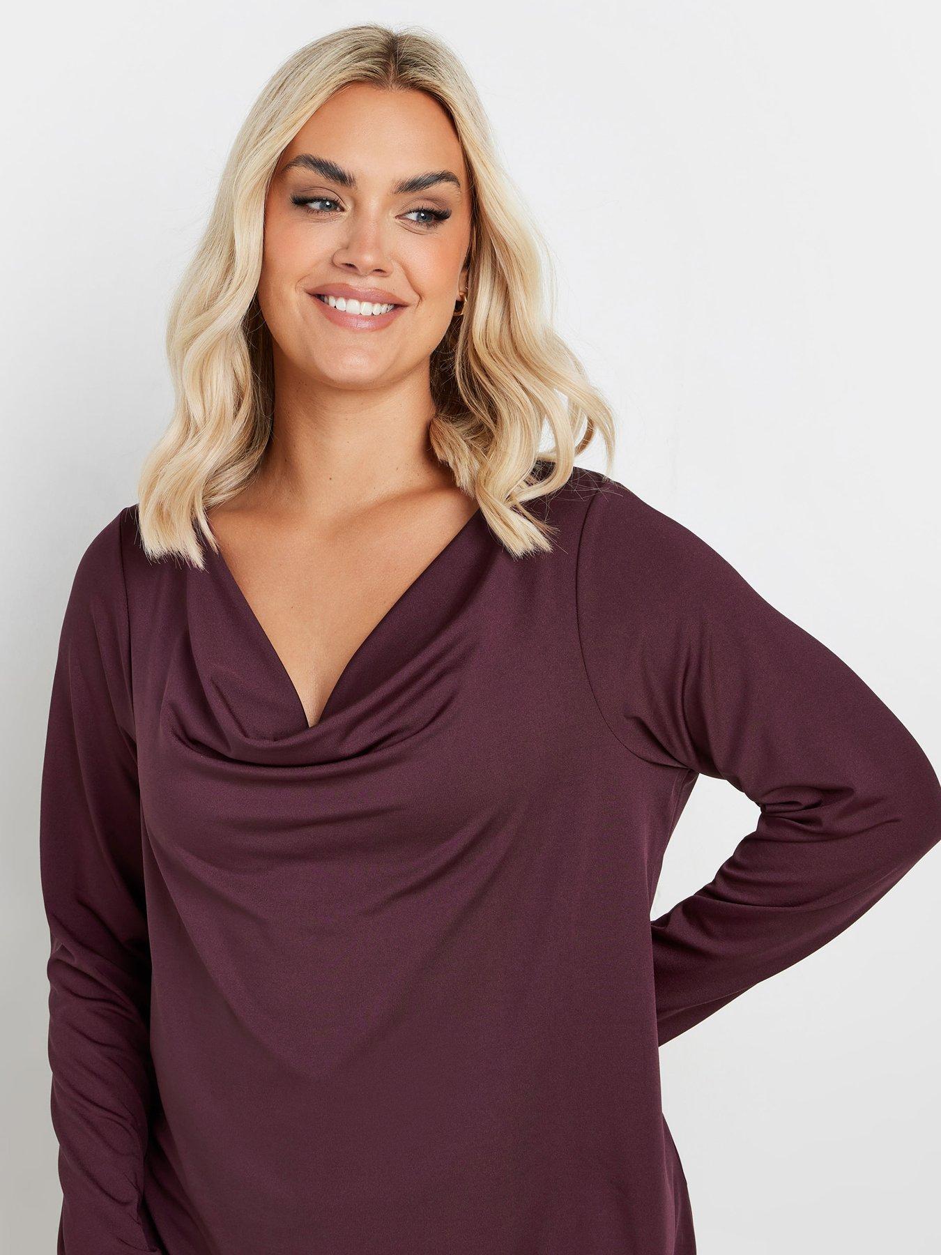 yours-curve-long-sleeve-cowl-neck-top-purpleoutfit