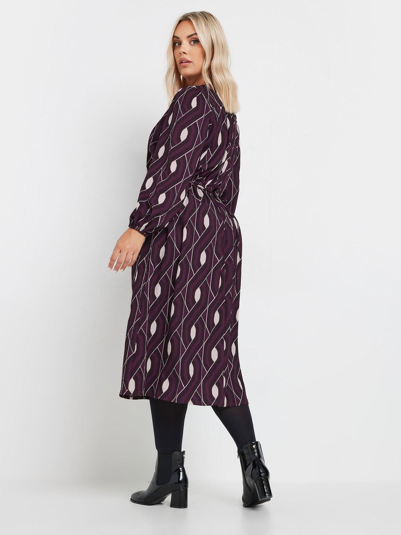 yours-curve-long-sleeve-printed-dress-redstillFront