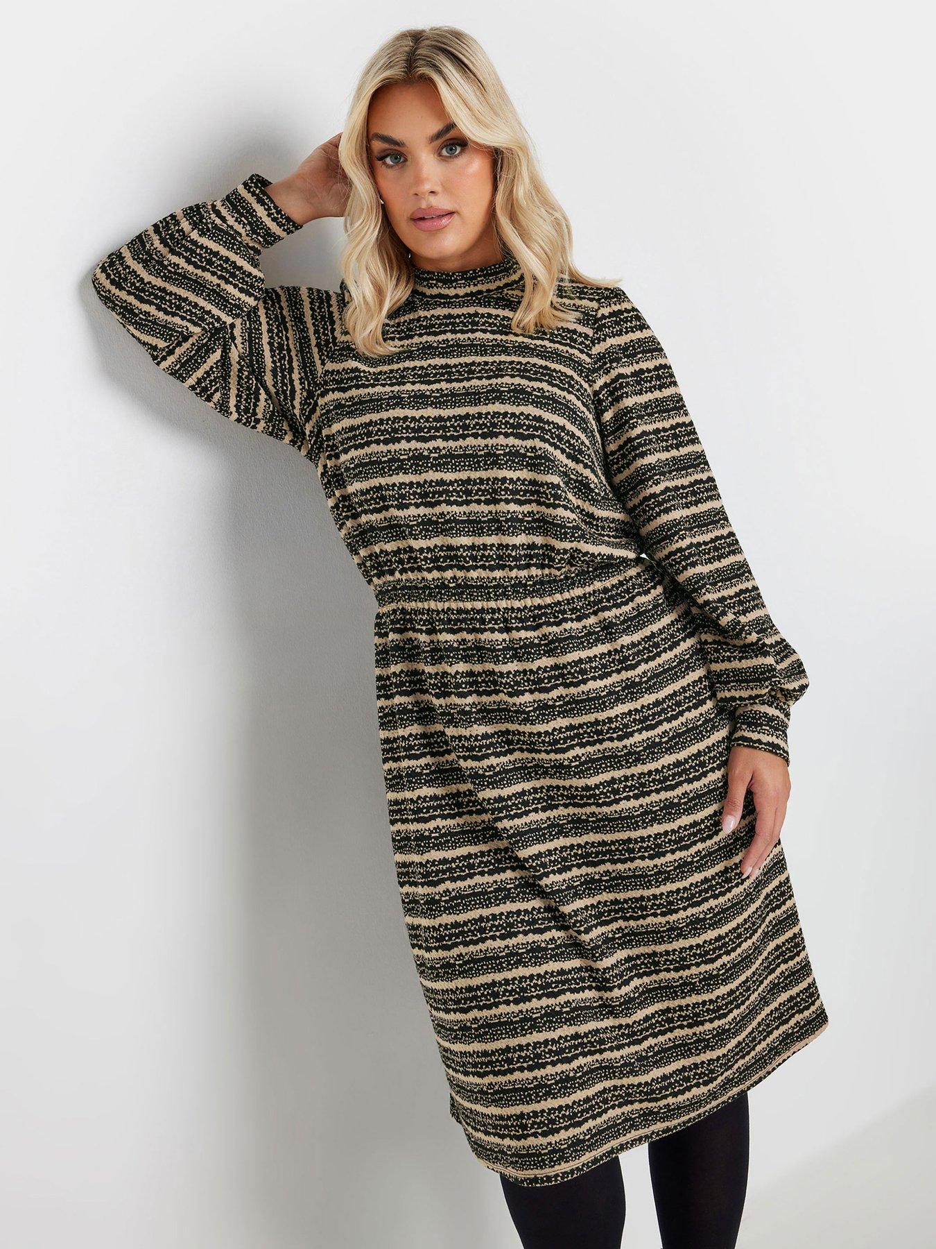 yours-curve-striped-textured-dress-blackback