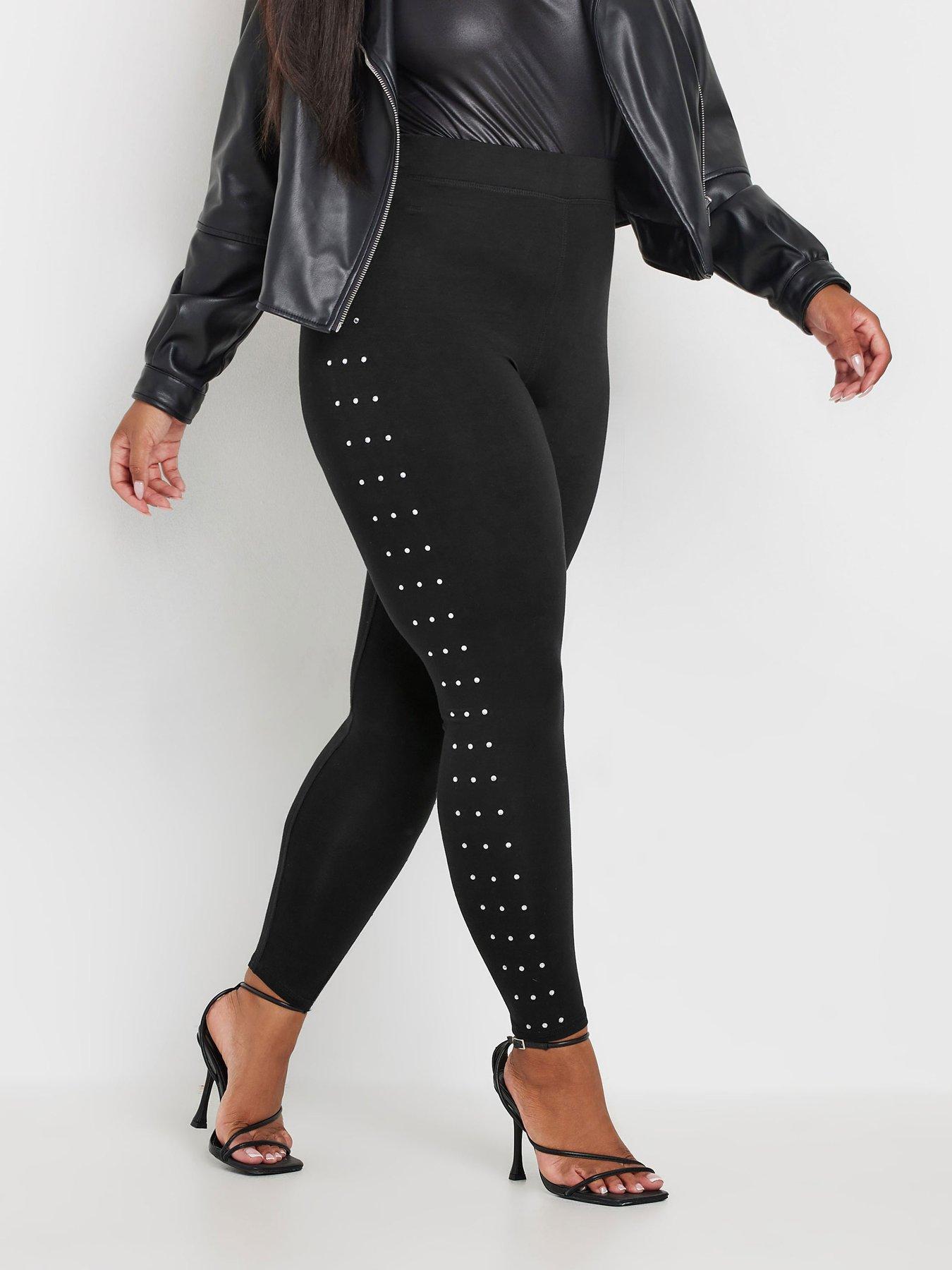 yours-curve-diamante-studded-side-stripe-legging-black