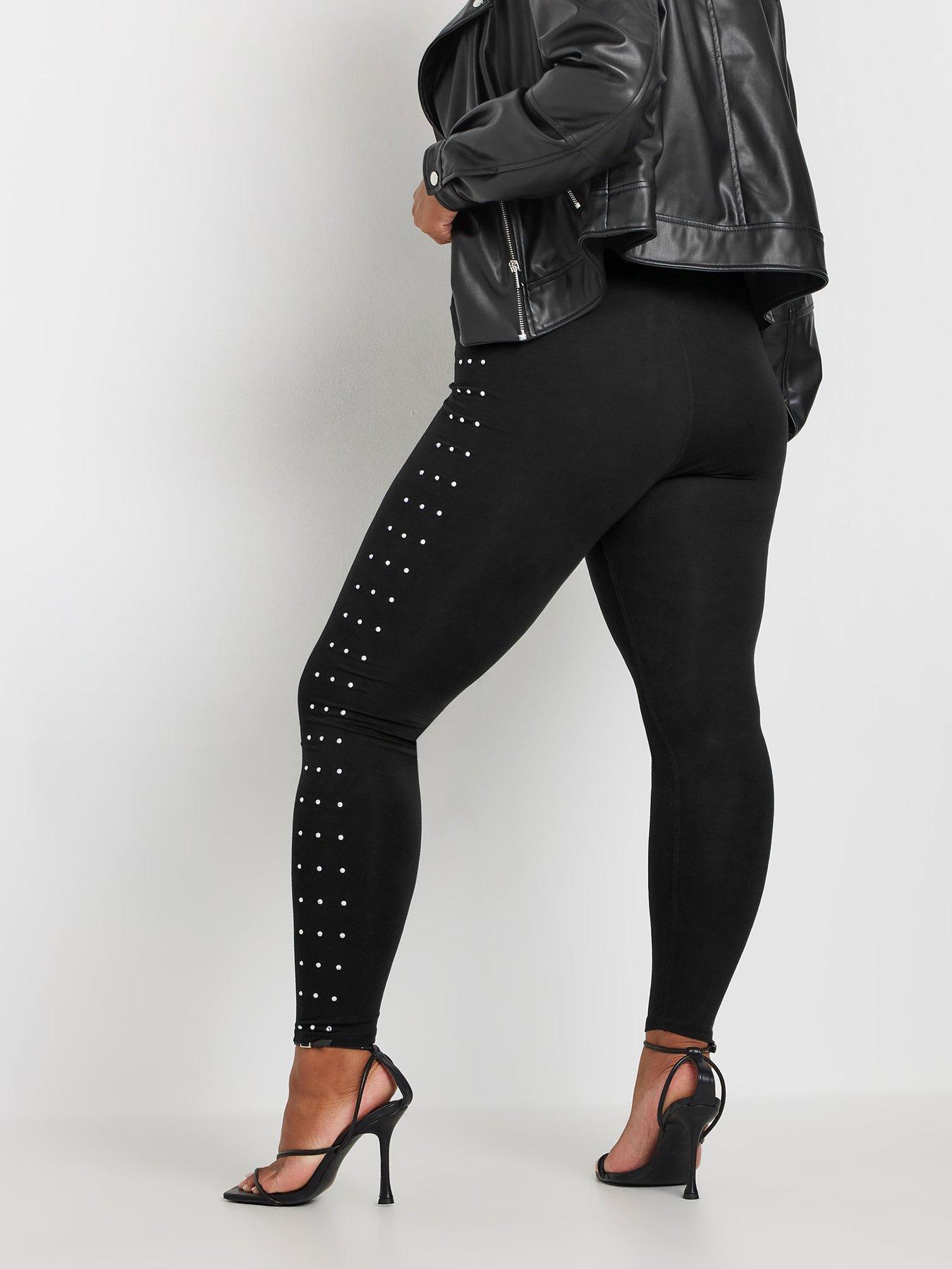 yours-curve-diamante-studded-side-stripe-legging-blackstillFront