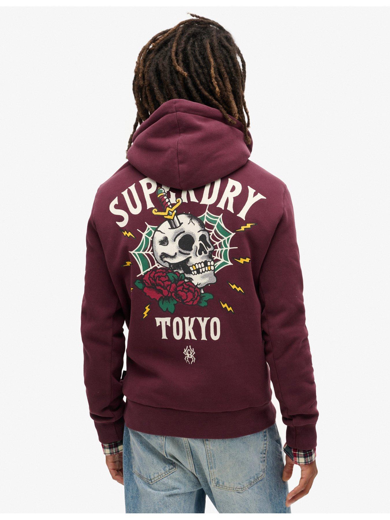 Image 2 of 5 of Superdry Superdry Tattoo Back Graphic Hoodie - Dark Purple