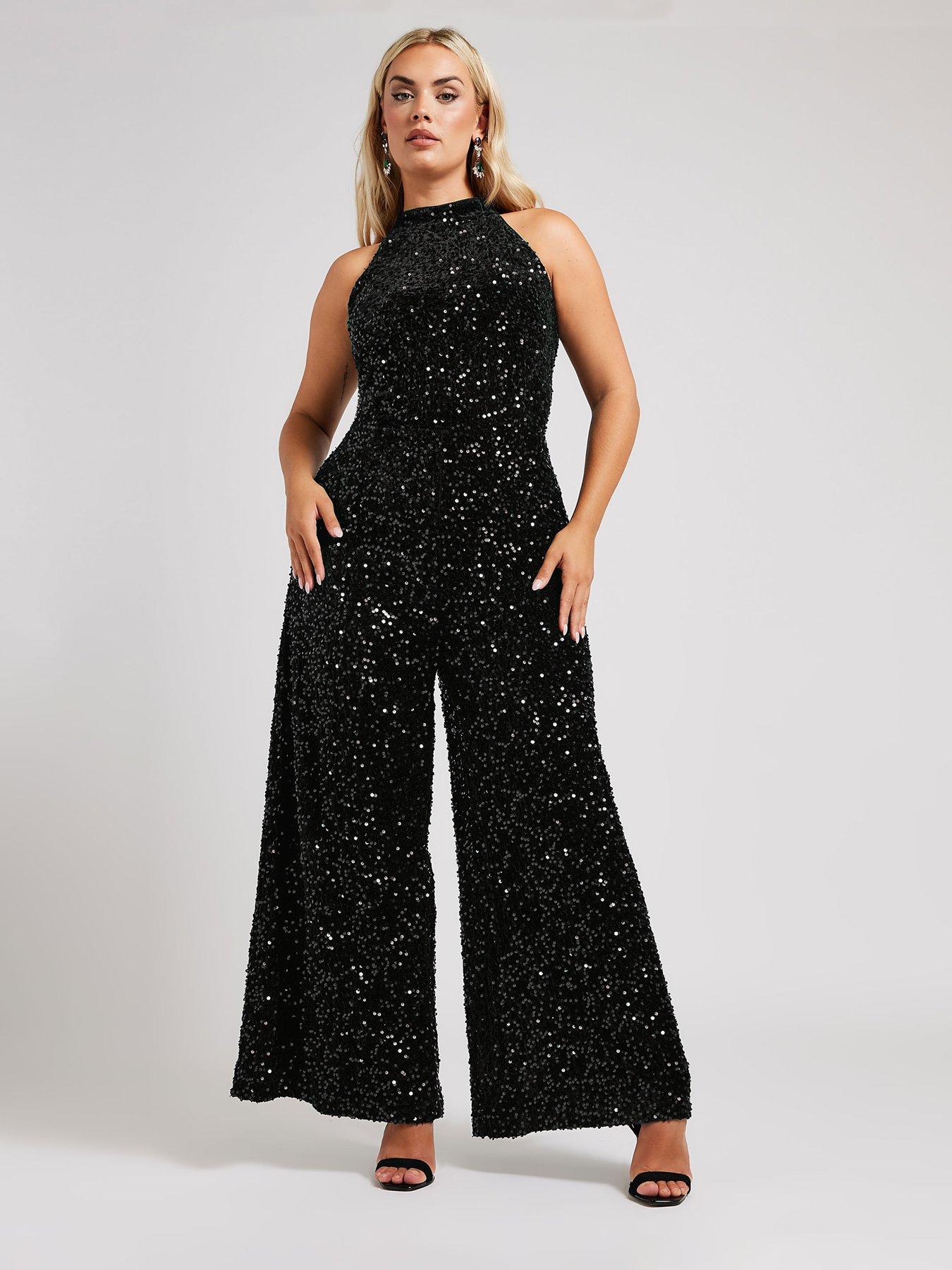 yours-curve-sequin-velvet-choker-jumpsuitback