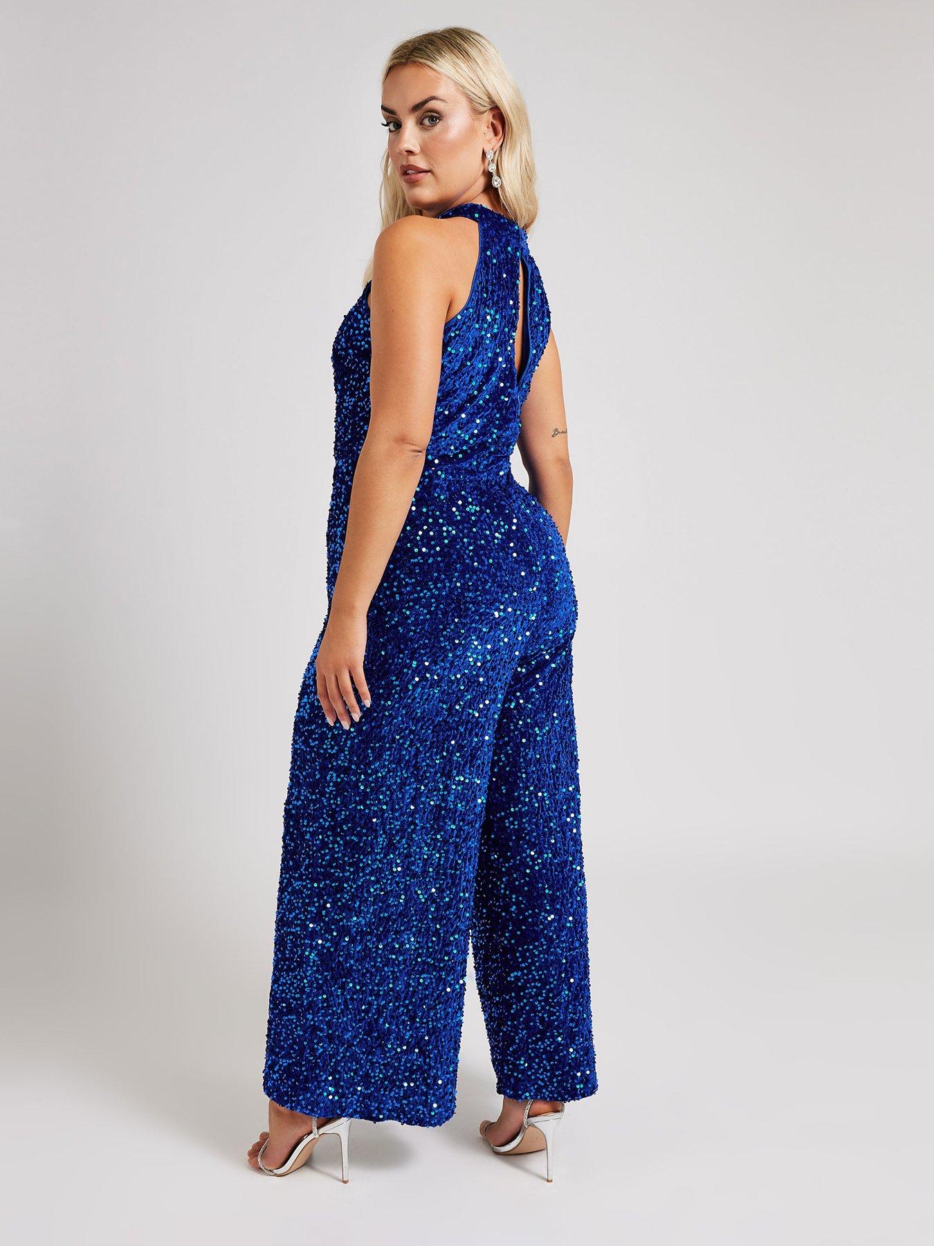 yours-curve-sequin-velvet-choker-jumpsuitstillFront