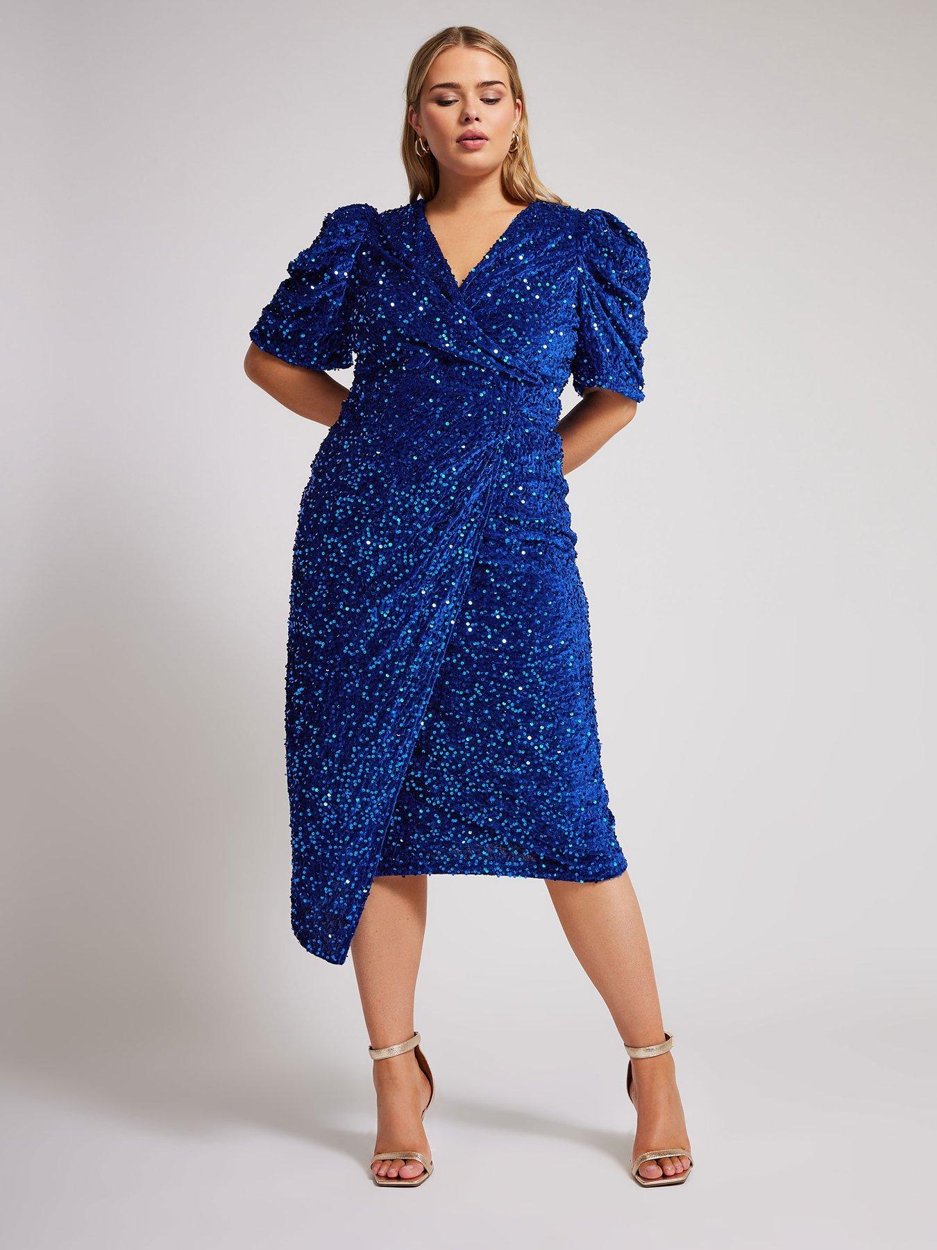 yours-curve-sequin-velvet-puff-sleeve-wrap-dressback