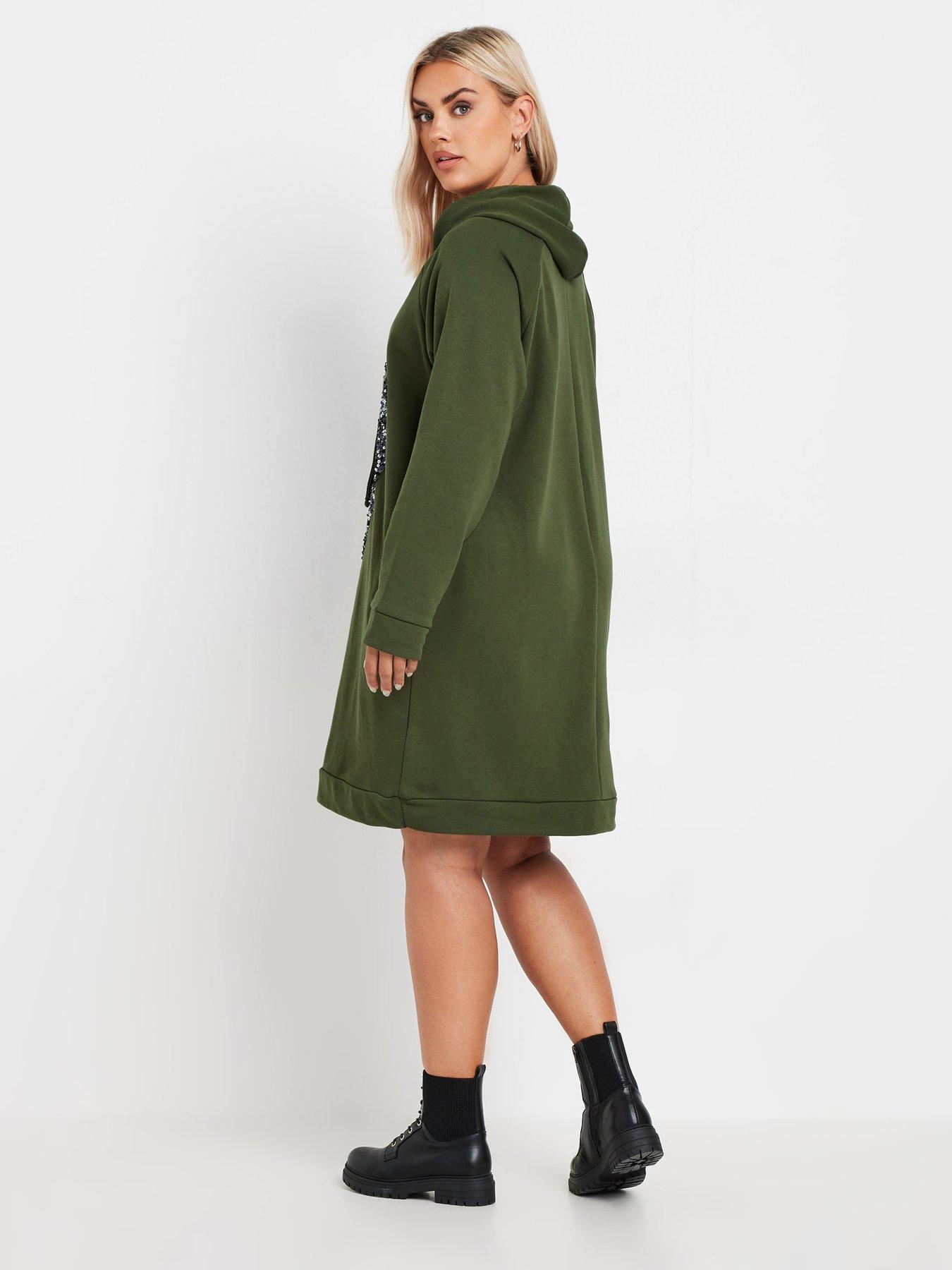 yours-curve-heart-embellished-hoodie-dress-greenstillFront