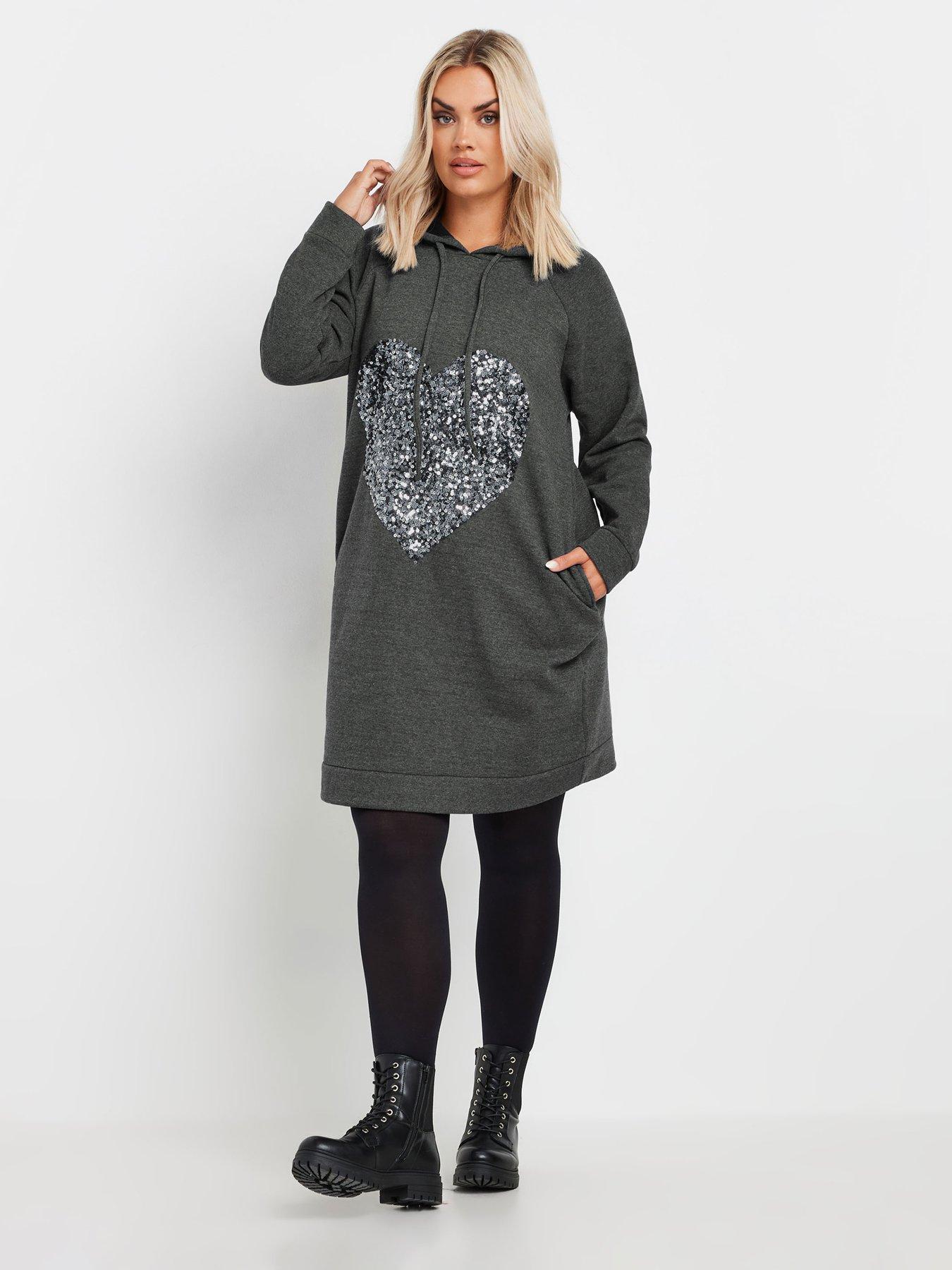 yours-curve-heart-embellished-hoodie-dress-grey