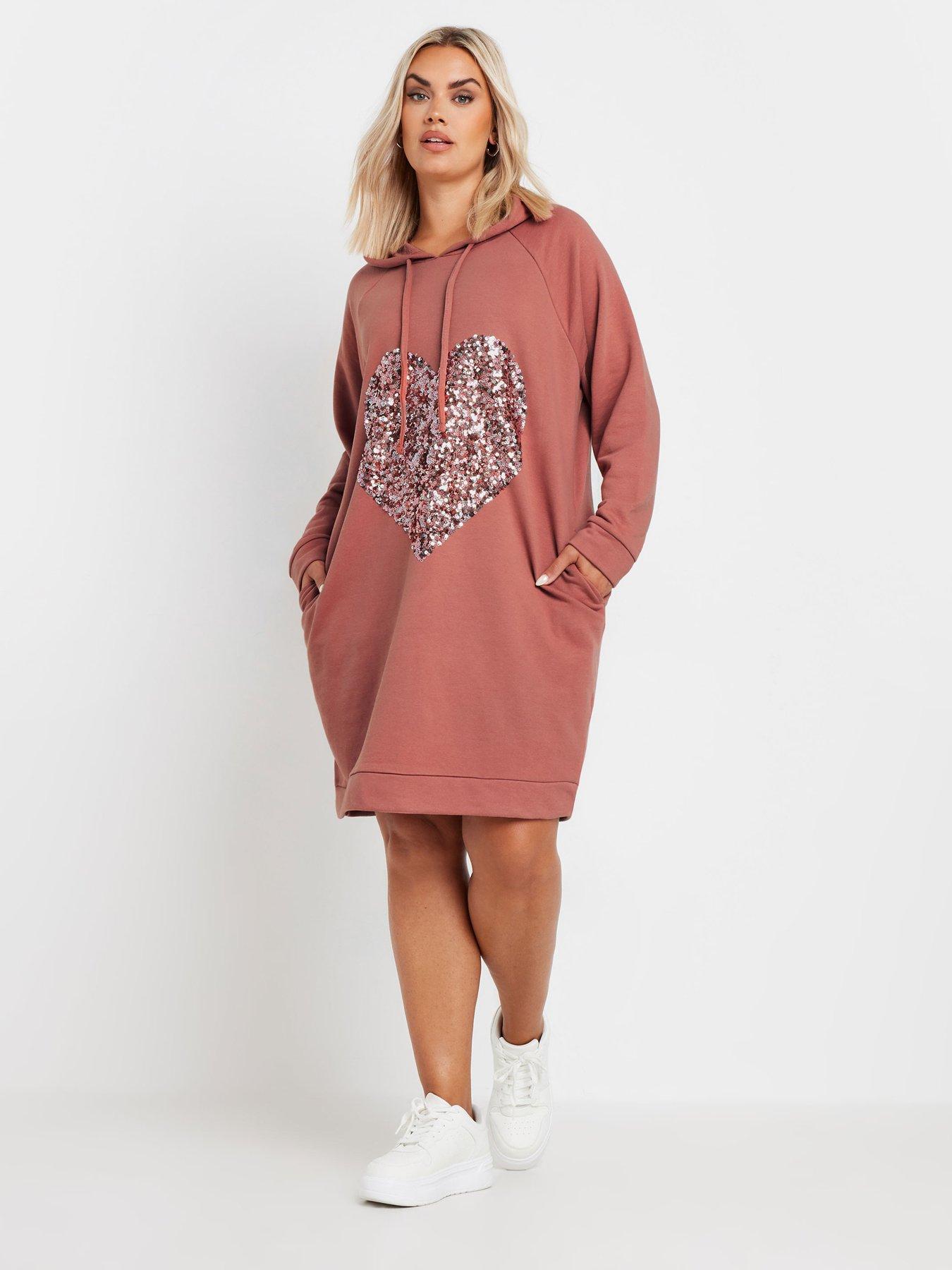 yours-curve-heart-embellished-hoodie-dress-pink