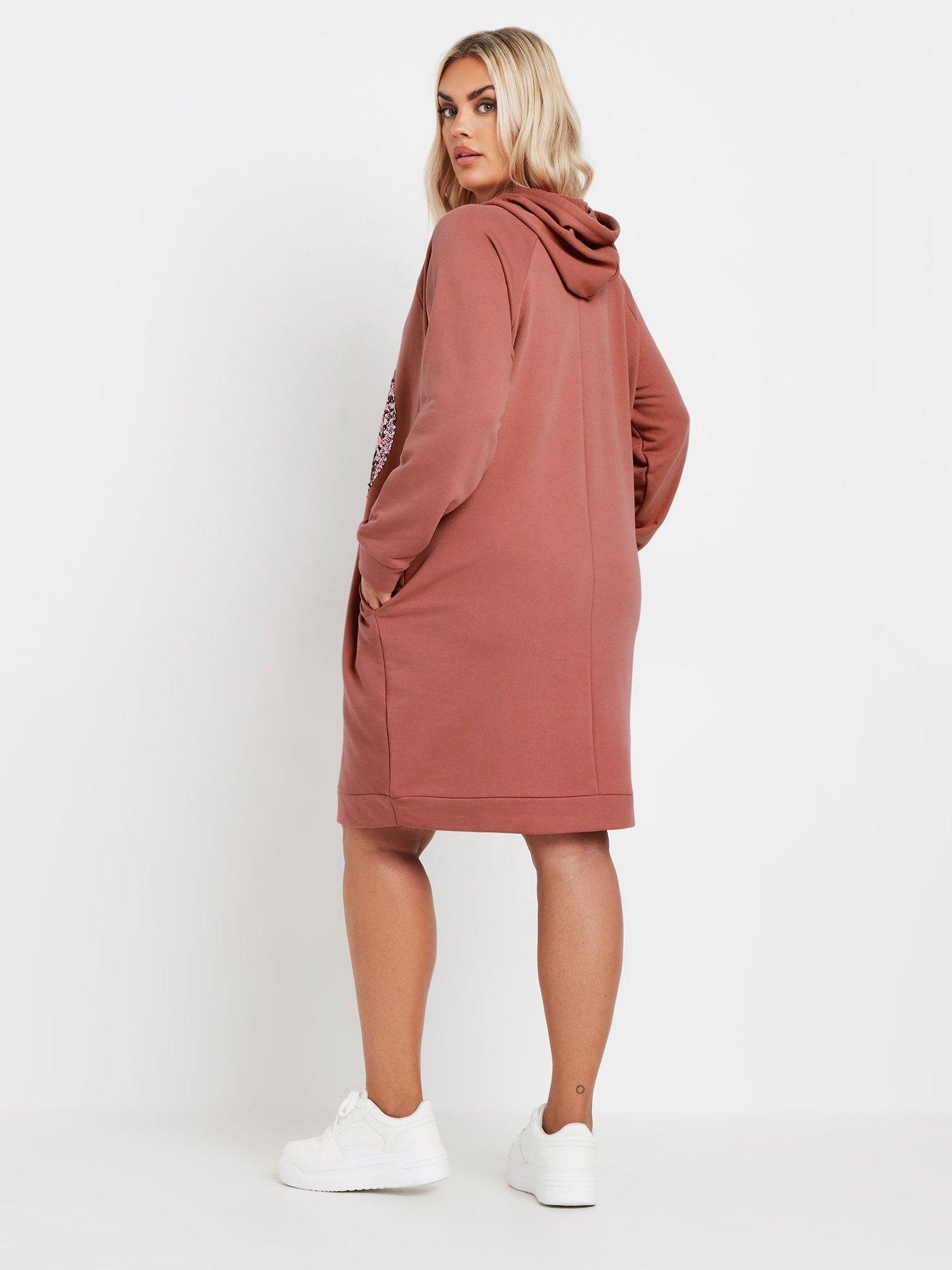 yours-curve-heart-embellished-hoodie-dress-pinkstillFront